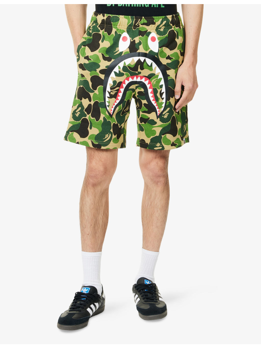 Camo Shark Printed Cotton Sweat Shorts - 3