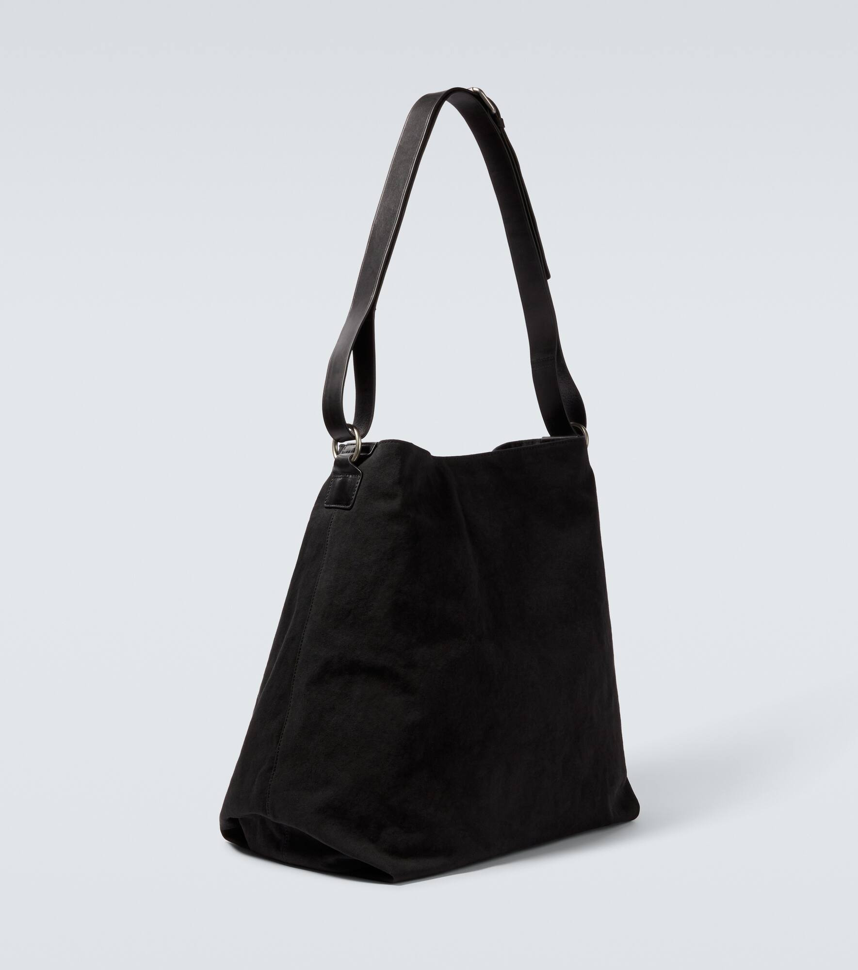 Leather-trimmed canvas shoulder bag - 5