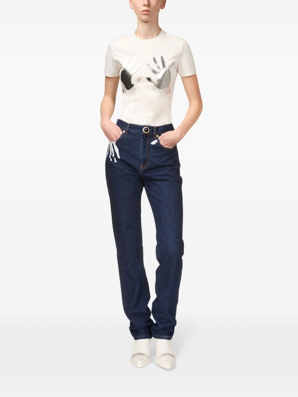 Handprint straight-leg jeans - 4