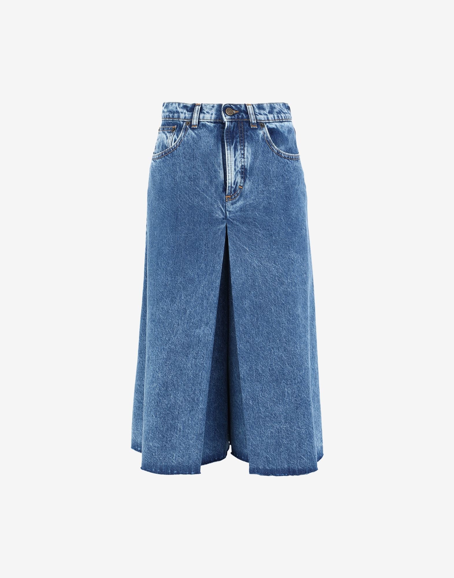 Spliced recycled denim culottes - 1