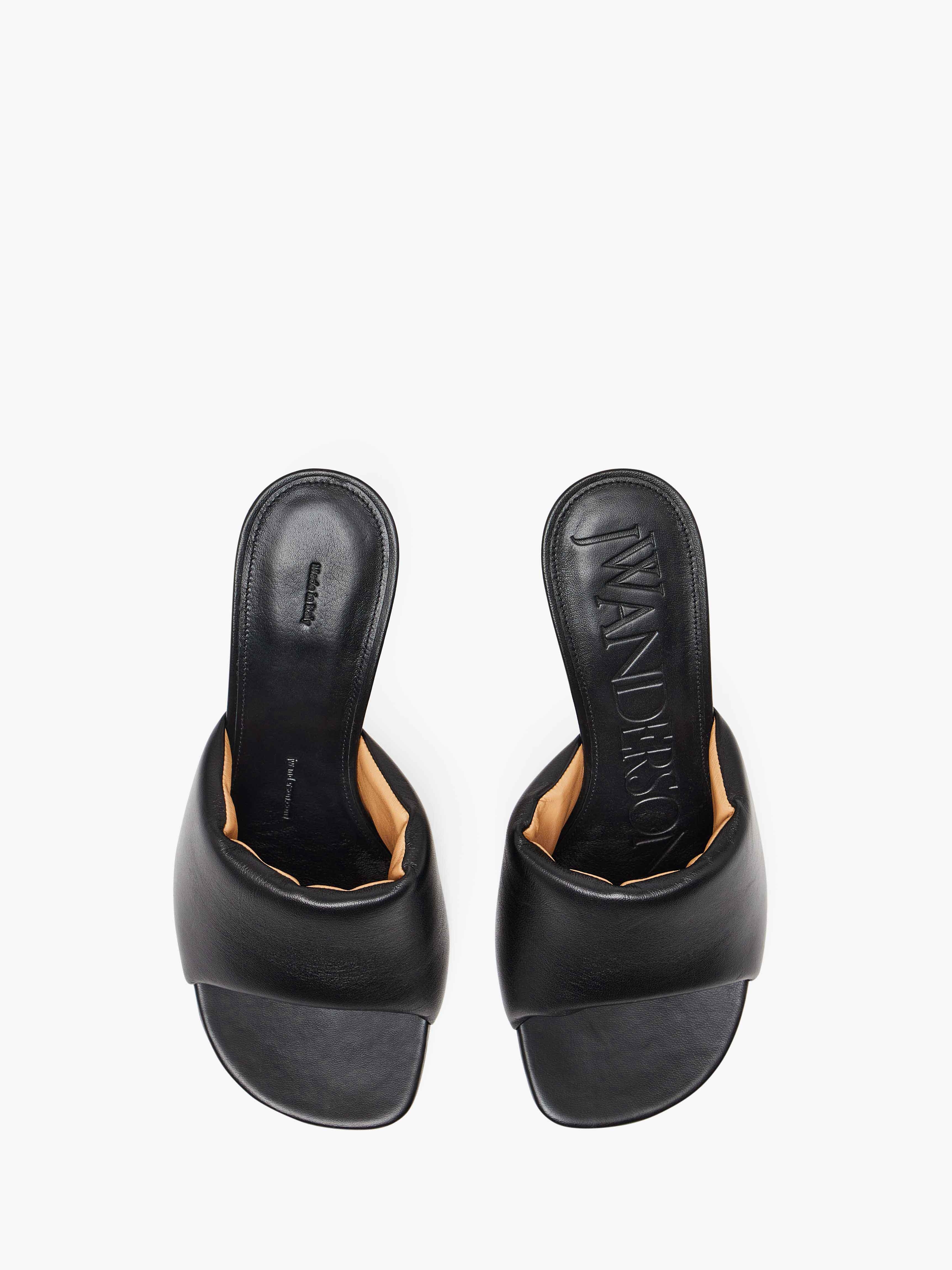 CHAIN HEEL LEATHER MULES - 4
