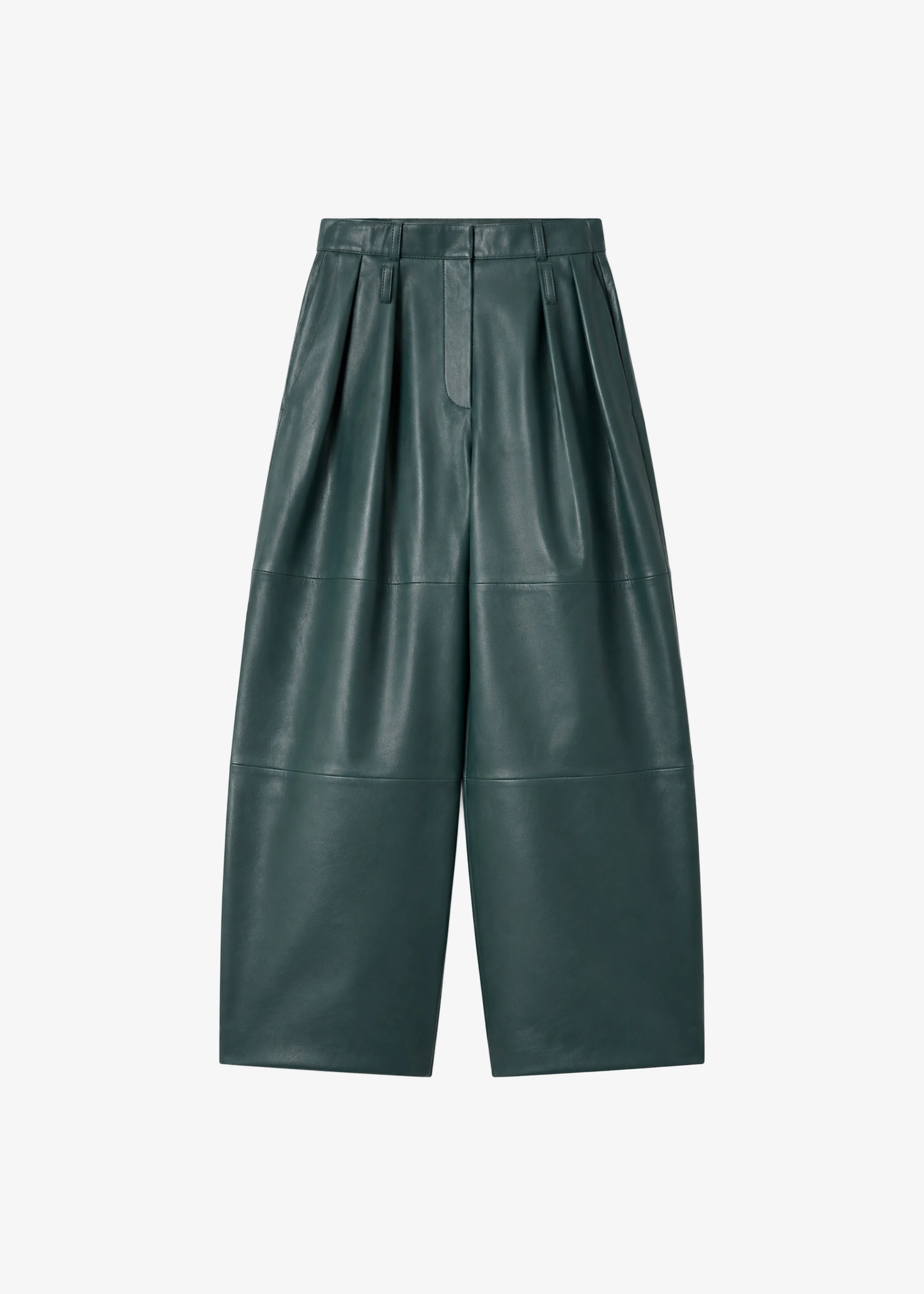 Jeva Faux Leather Double Belt Loop Trousers - Bottle Green - 1