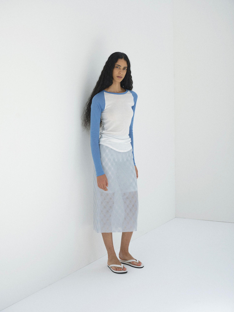 AURALEE SHEER SILK COTTON CUT JACQUARD PENCIL SKIRT outlook