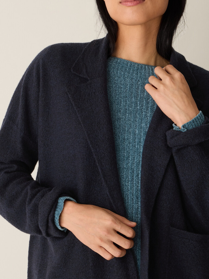 Fine Felted Wool Notch Collar Cardigan in Regenerative Wool 5