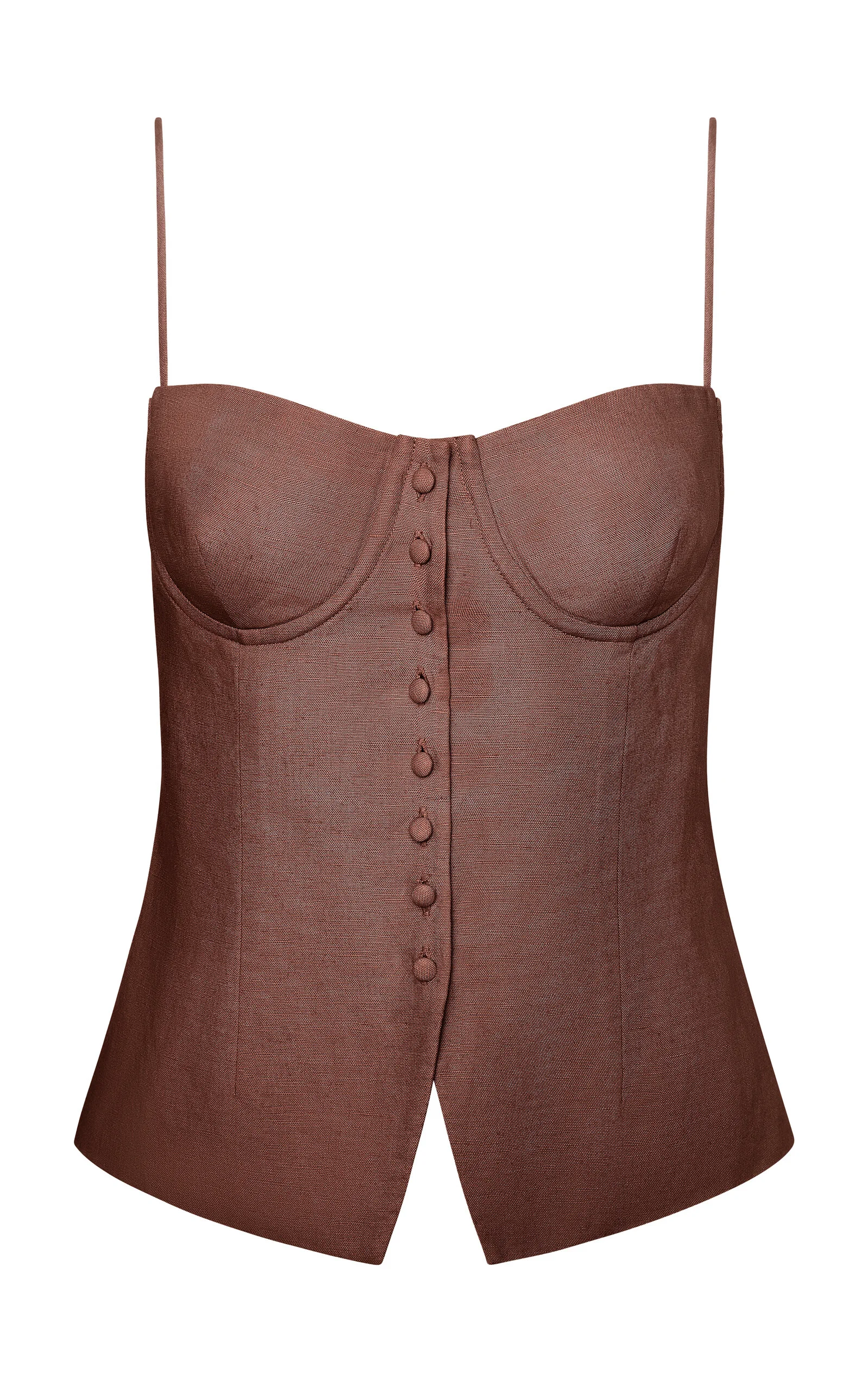 Air Linen Underwire Corset Top brown - 1