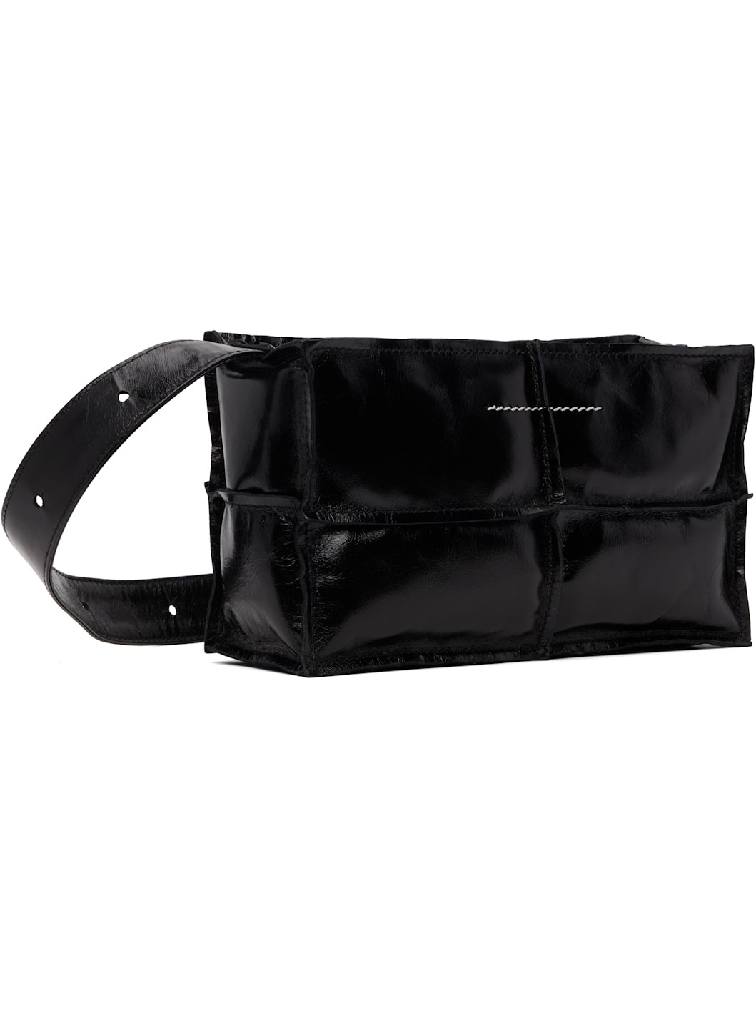 Black Mini Wrinkled Leather Bag - 3
