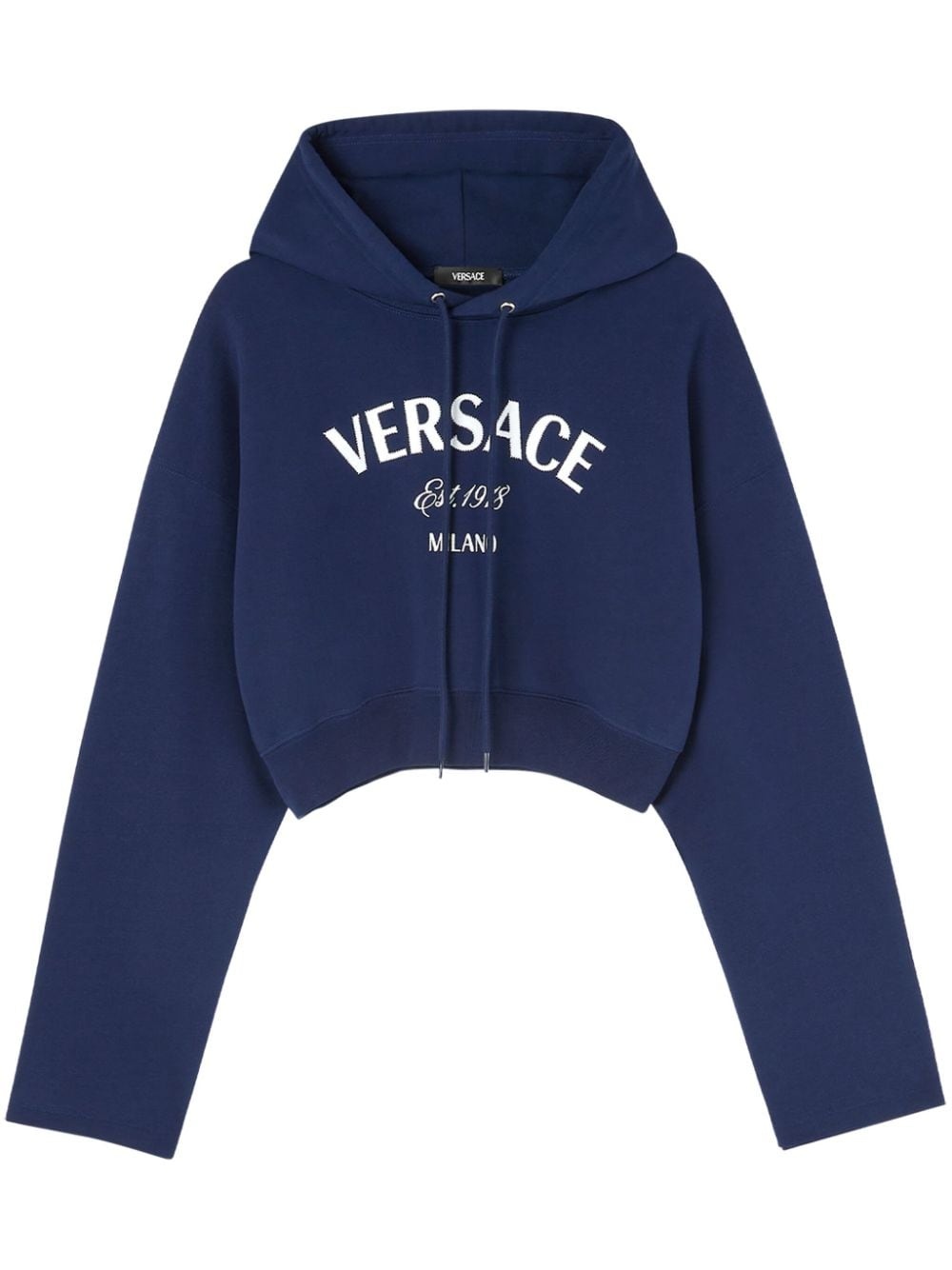 logo-embroidered drawstring cropped hoodie - 1