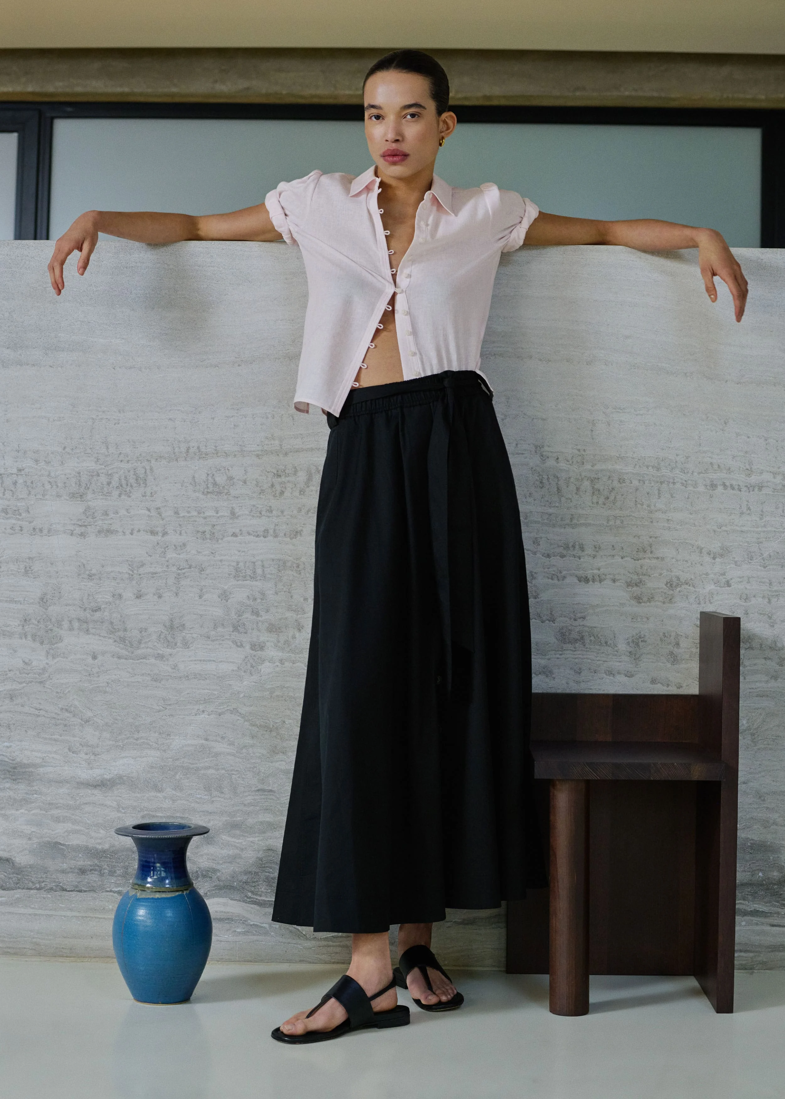 Button Front Maxi Skirt - 1