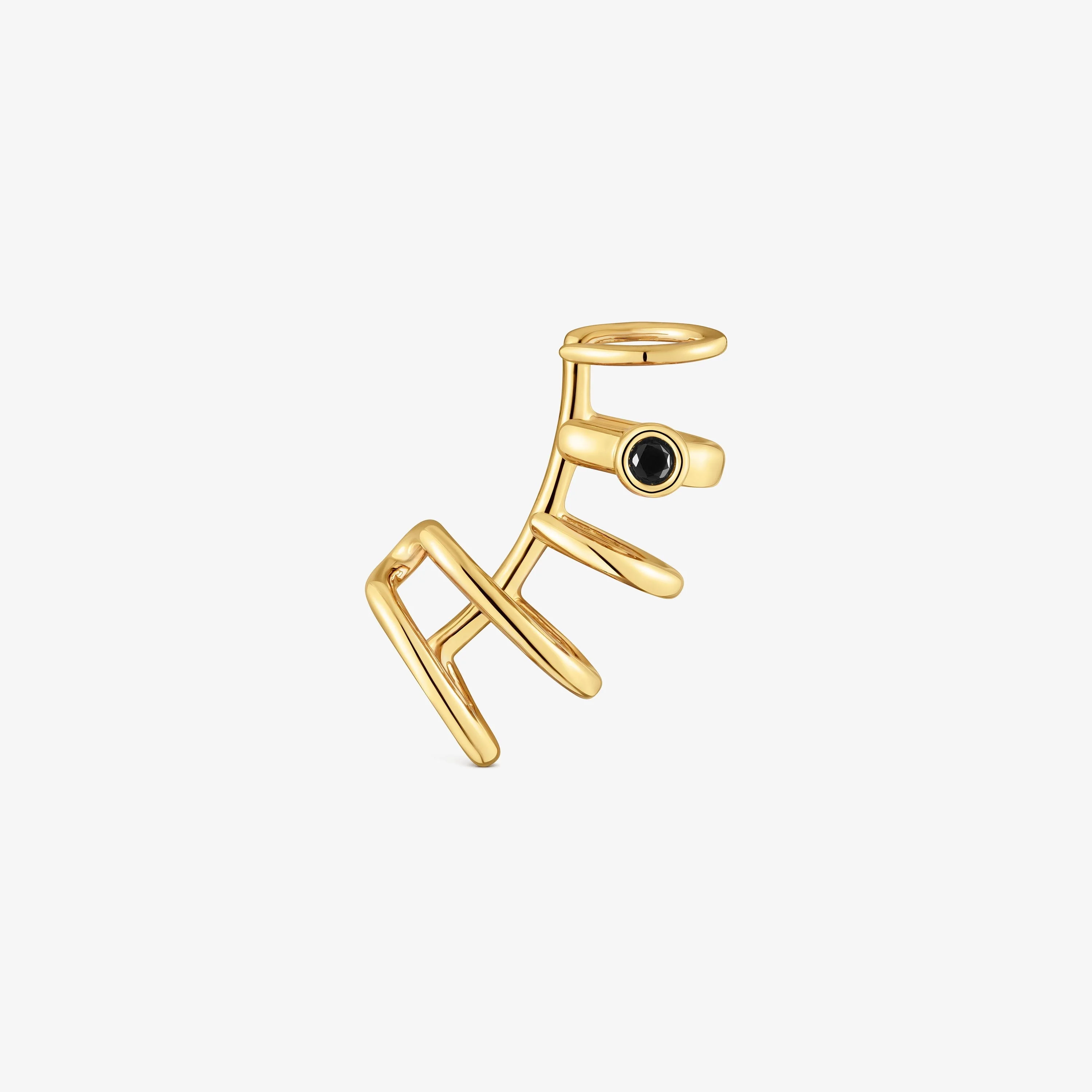 5-hoop Earcuff with 18K gold vermeil and black spinel TOUS Line - 1