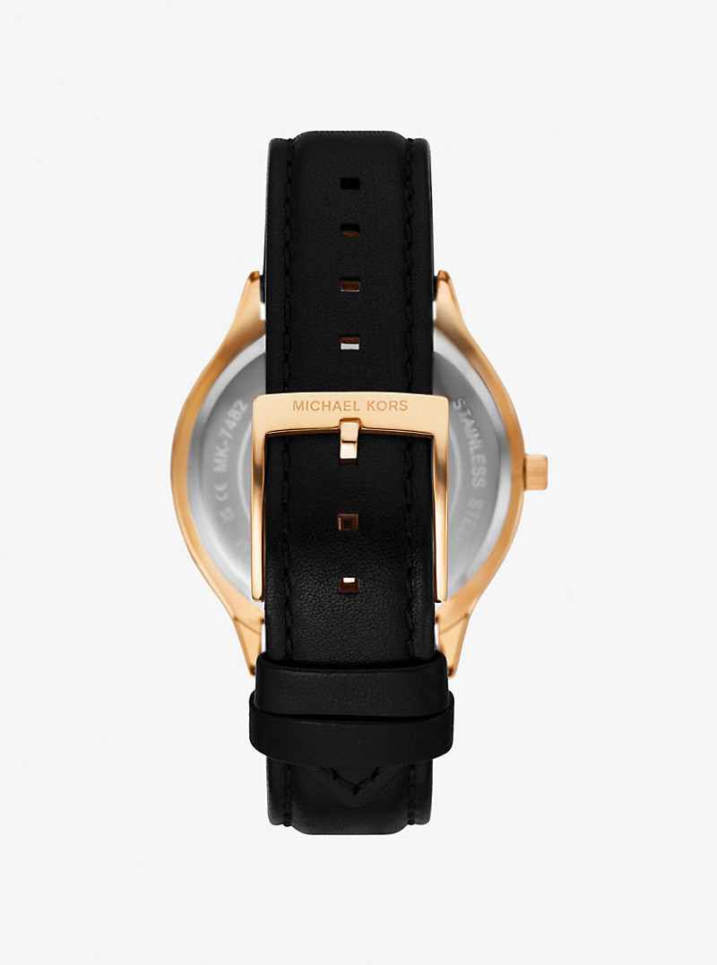 Slim Runway Gold-Tone and Leather Watch 3