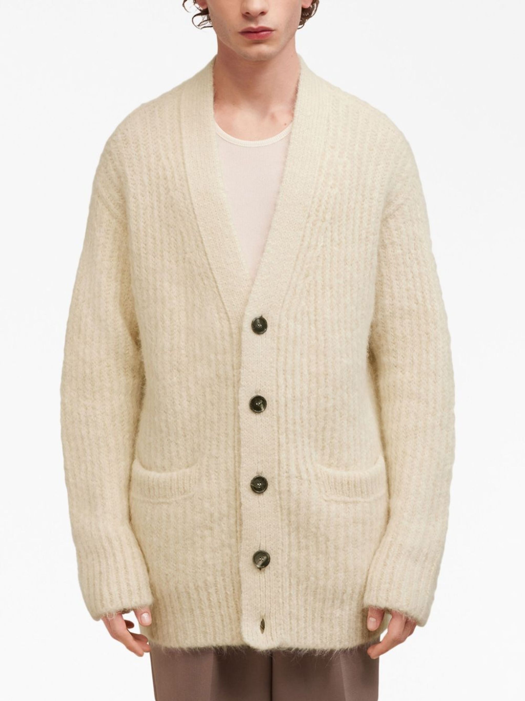 V-neck rib-knit cardigan - 4