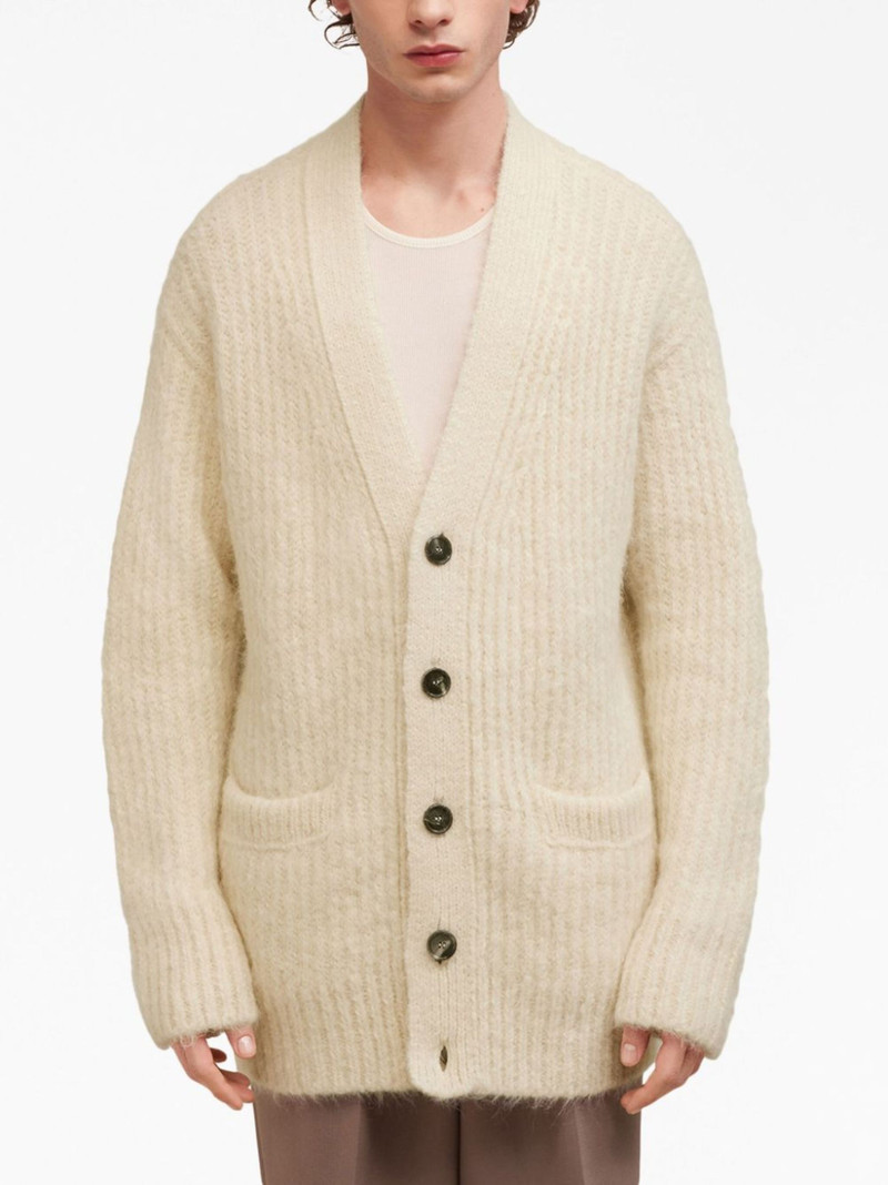 V-neck rib-knit cardigan 4