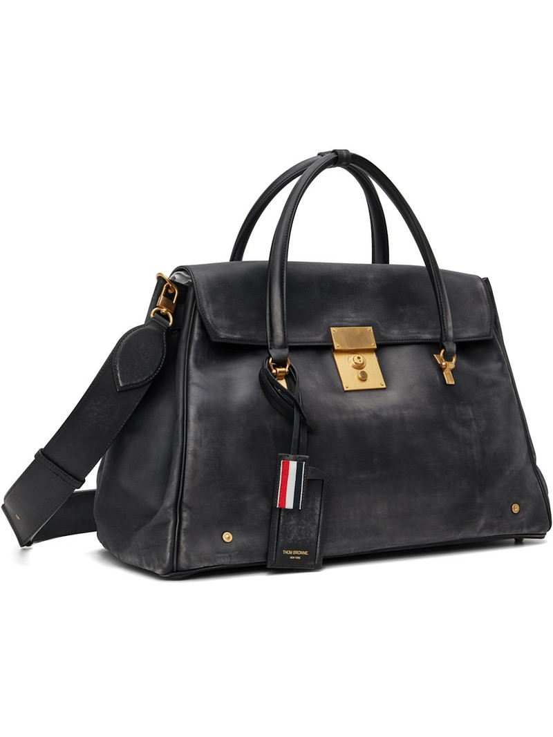 Thom Browne Black Bolton Weekender Duffle Bag outlook