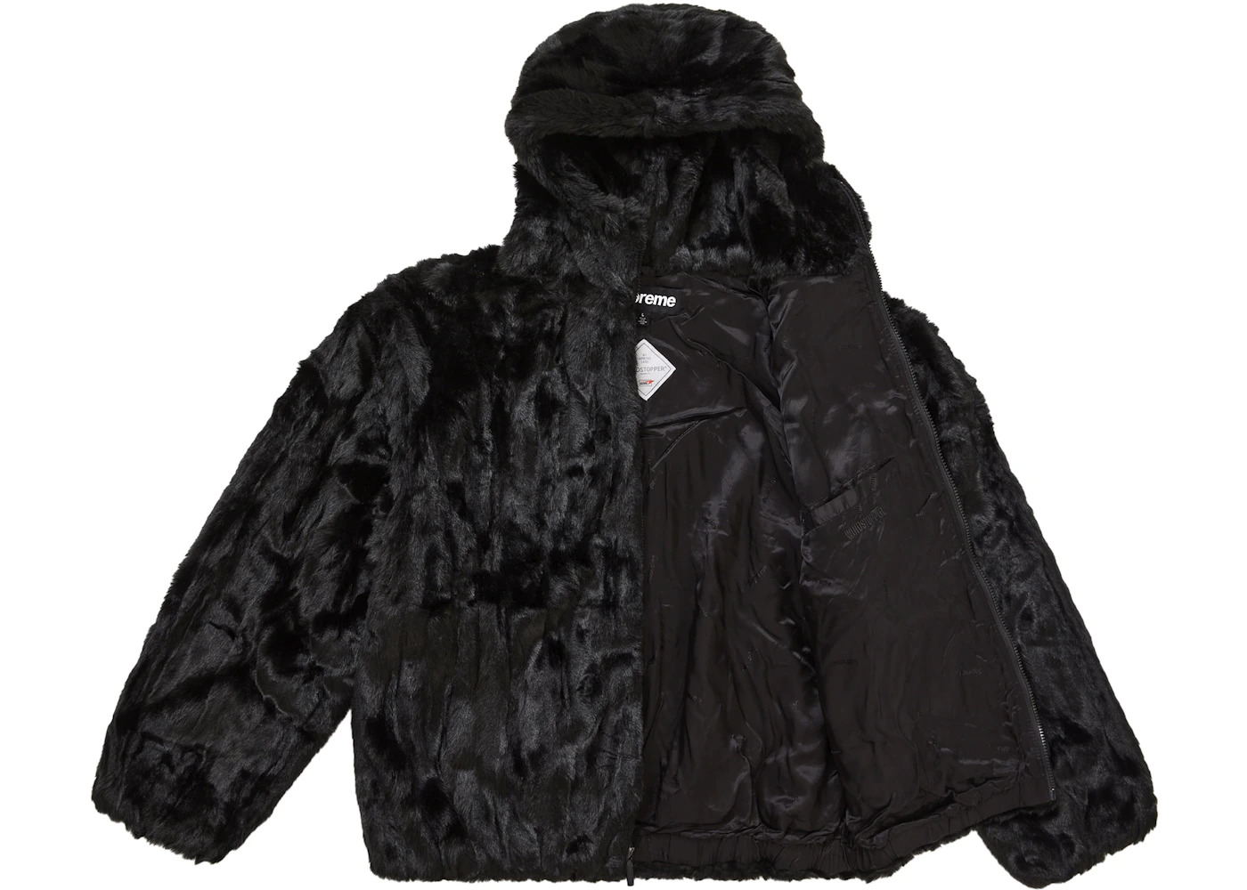 Supreme Faux Fur Hooded Jacket Black - 2