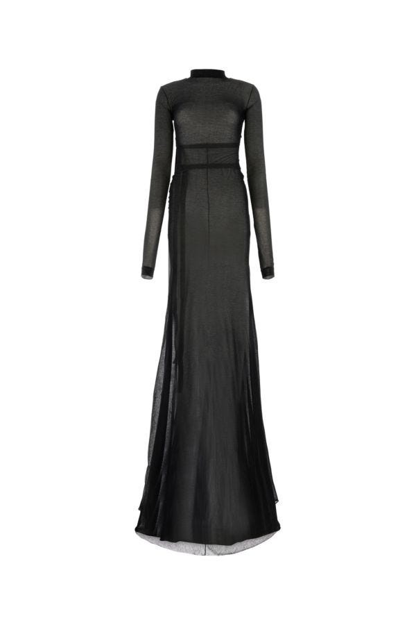 ANN DEMEULEMEESTER WOMAN Black Cotton Blend Long Dress - 1