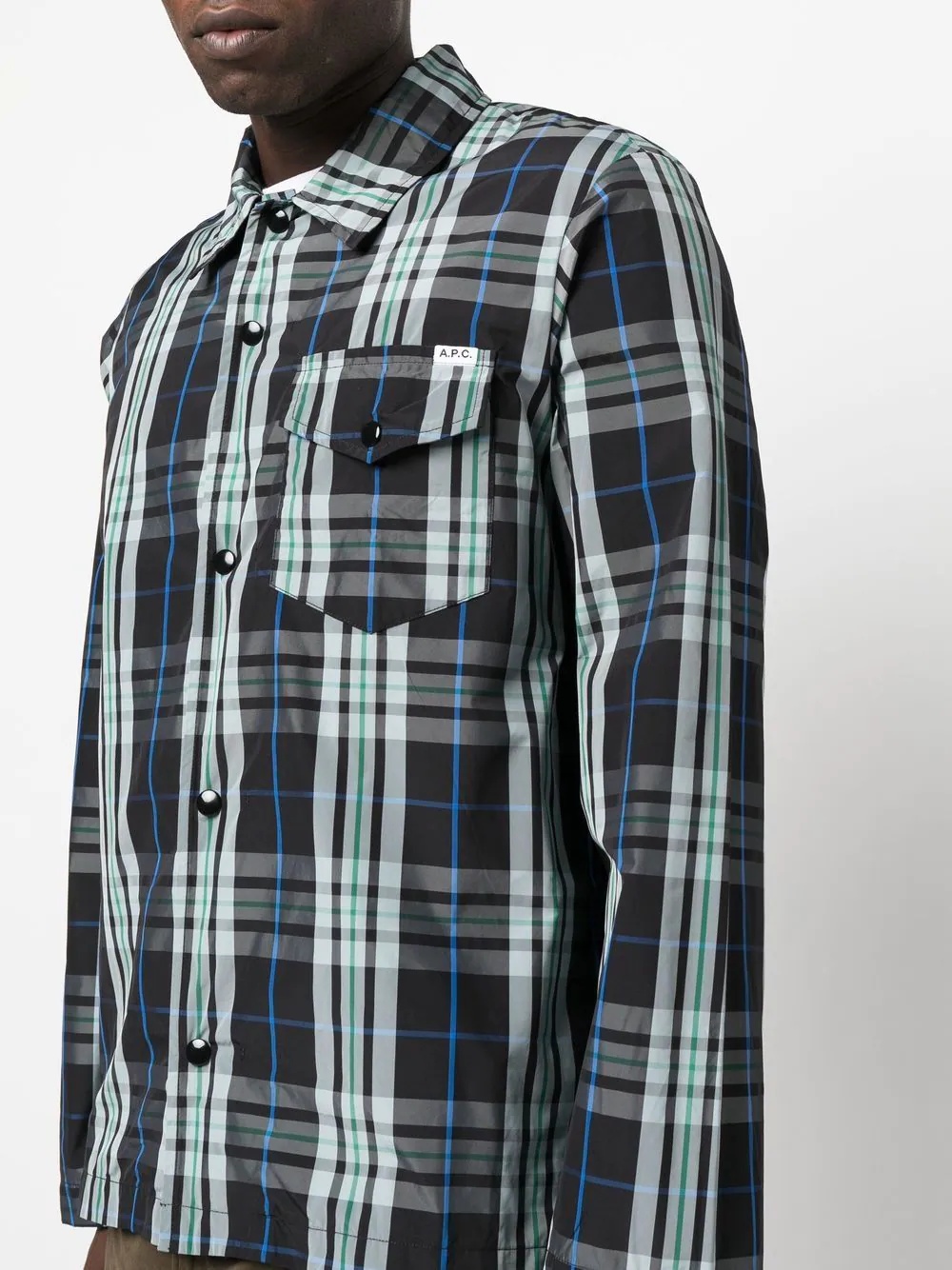 checked-pattern long-sleeved shirt - 6