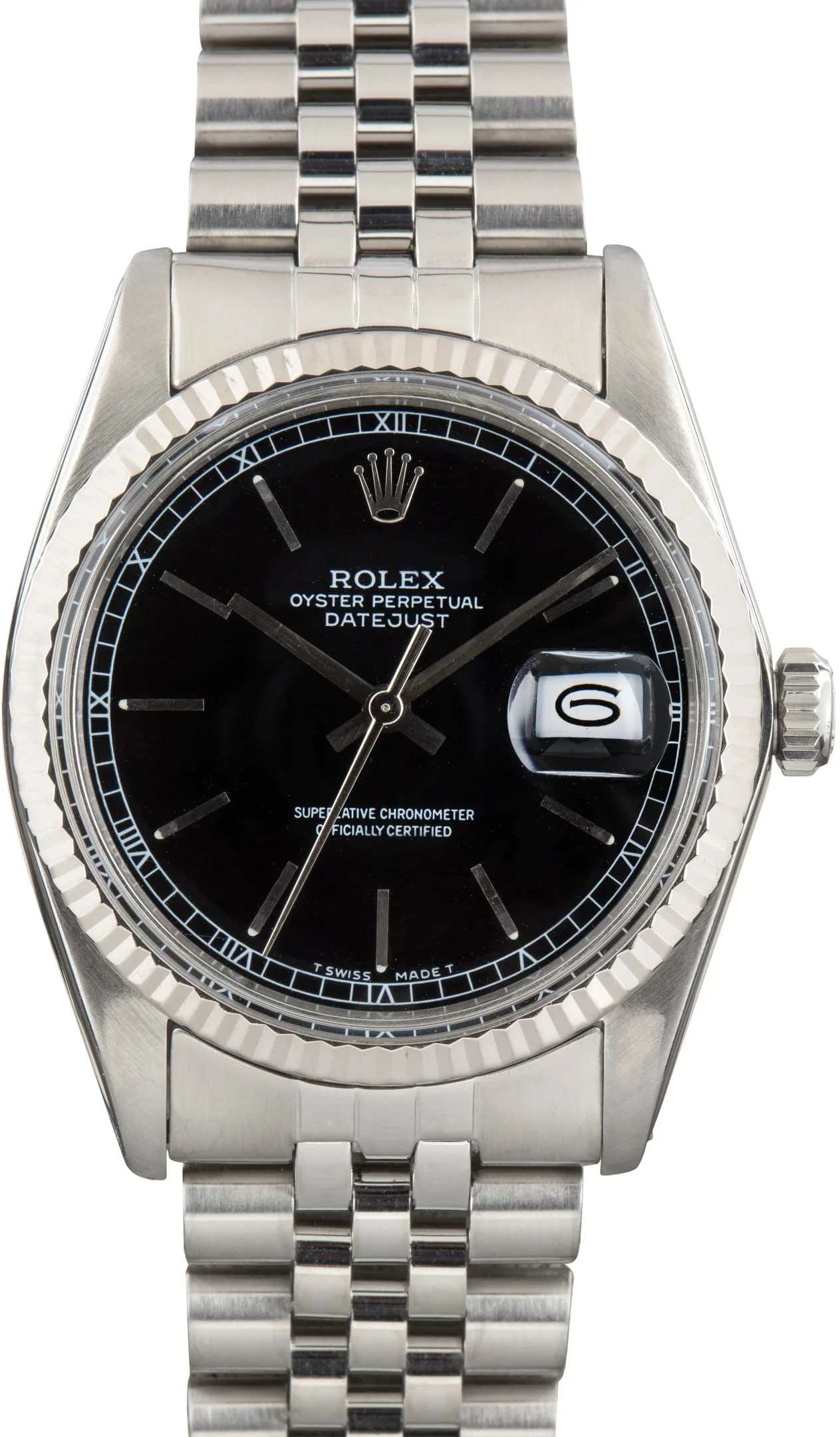 Used Rolex Datejust 36 Black Dial Ref 16014 Jubilee Band - 1