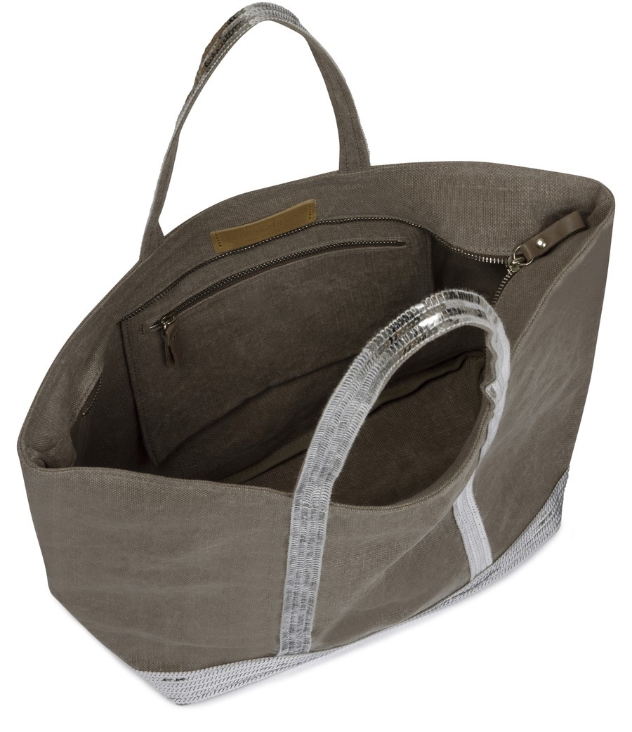 Linen and Sequins L Cabas Tote - 3
