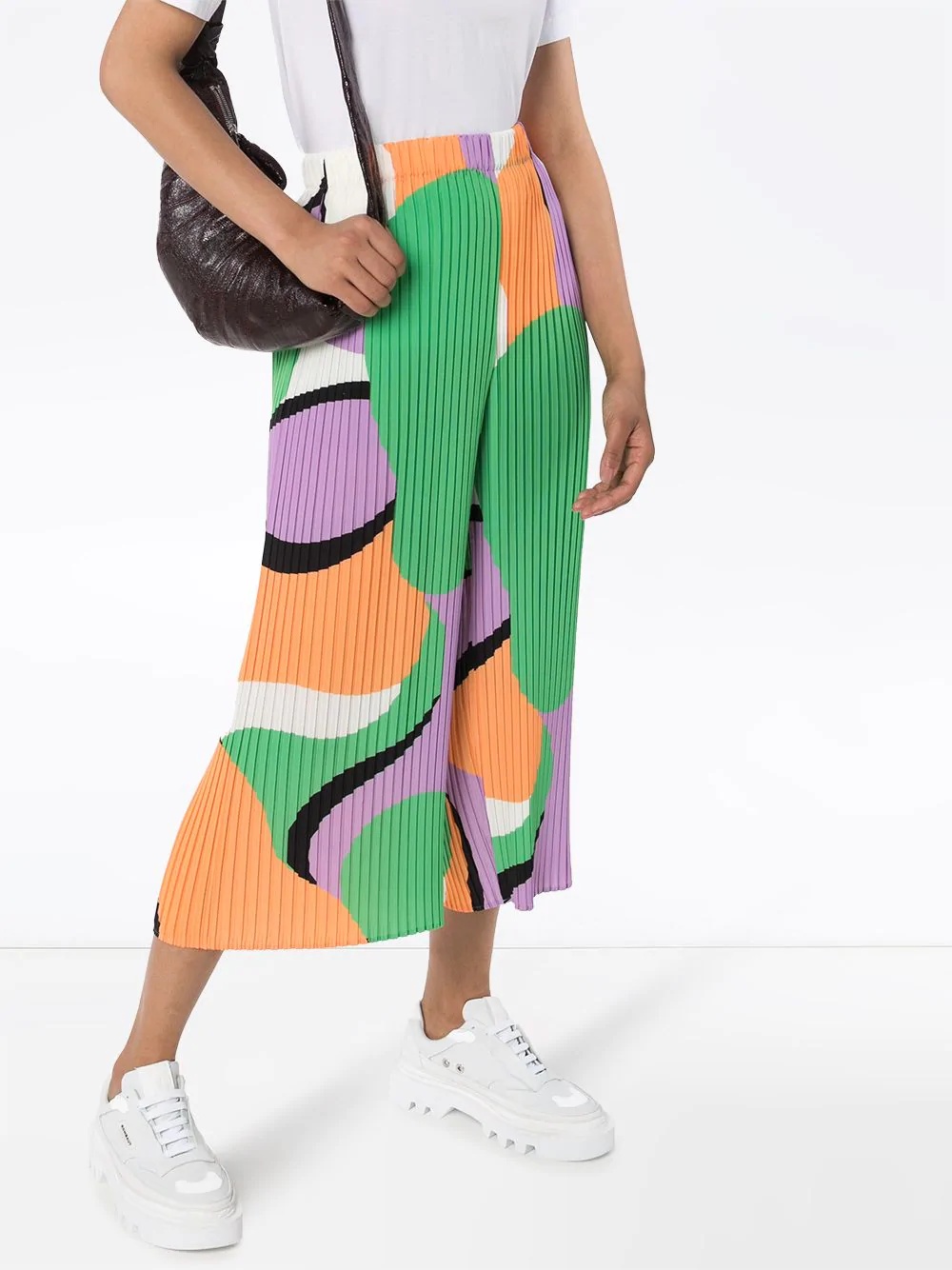 printed pleated cropped trousers - 2