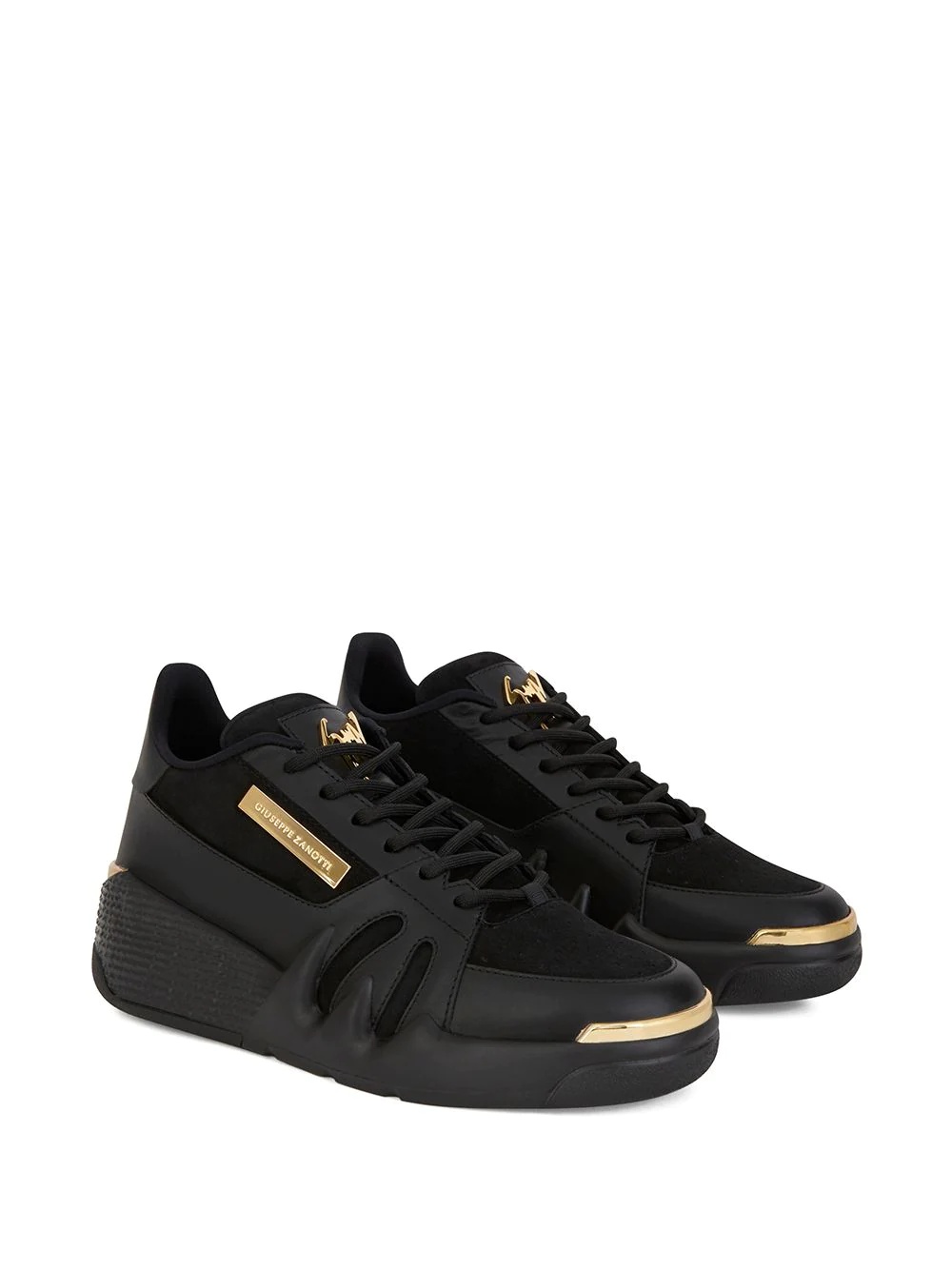 tonal panelled perforated sneakers - 2