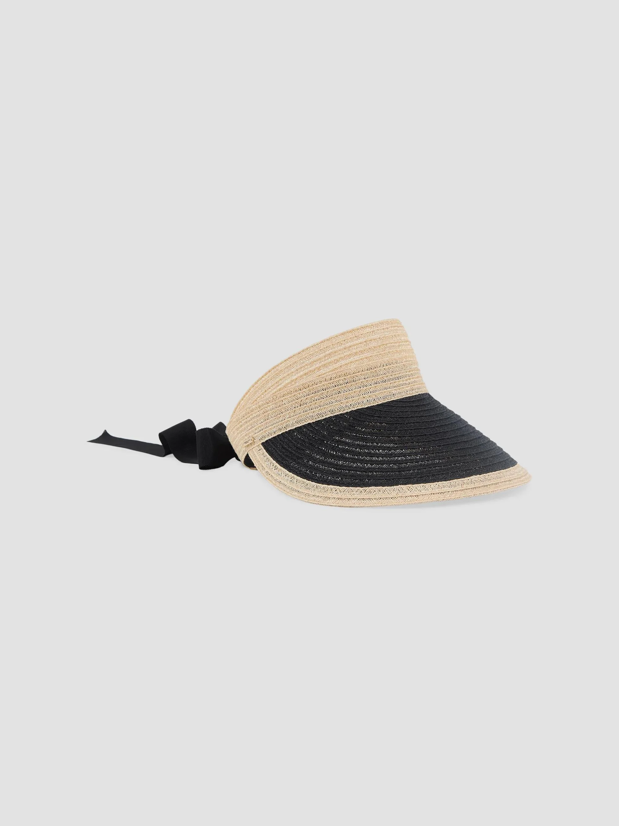 Women's Ricky Ribbon-Accented Hemp Visor - Natural Black - 1