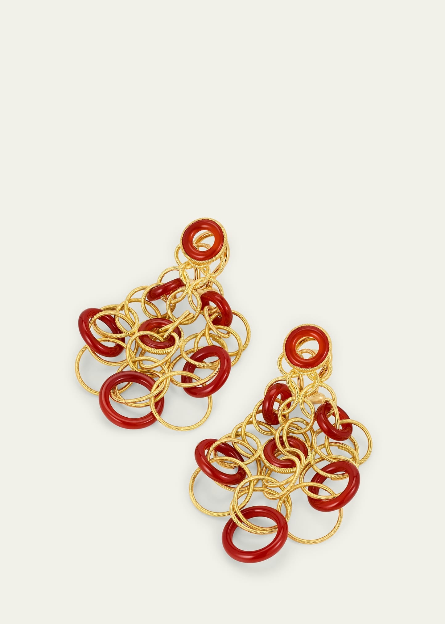 Hawaii Color 18K Yellow Gold Carnelian Pendant Earrings, 5cm - 3