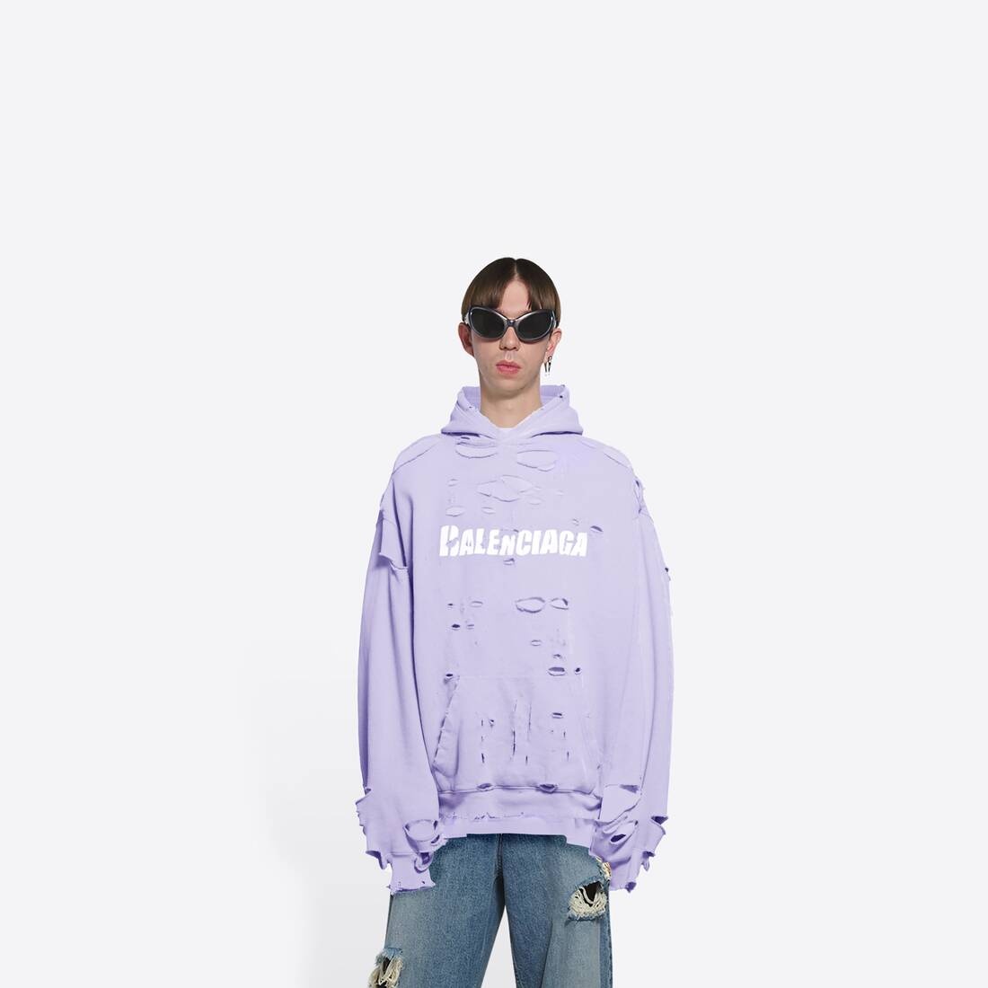 Destroyed Hoodie in Purple - 3