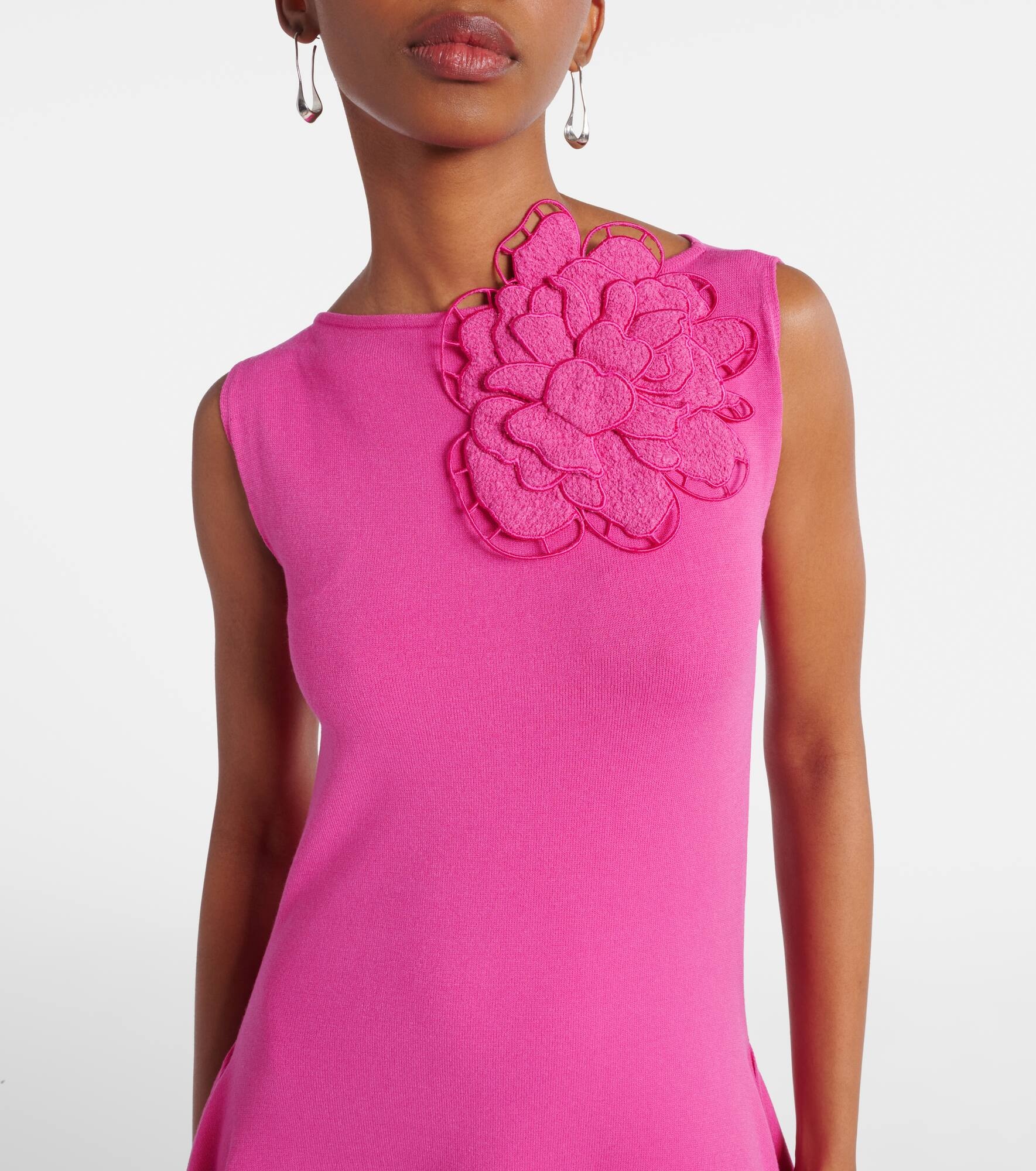 Floral-appliqué asymmetric cocktail dress - 4