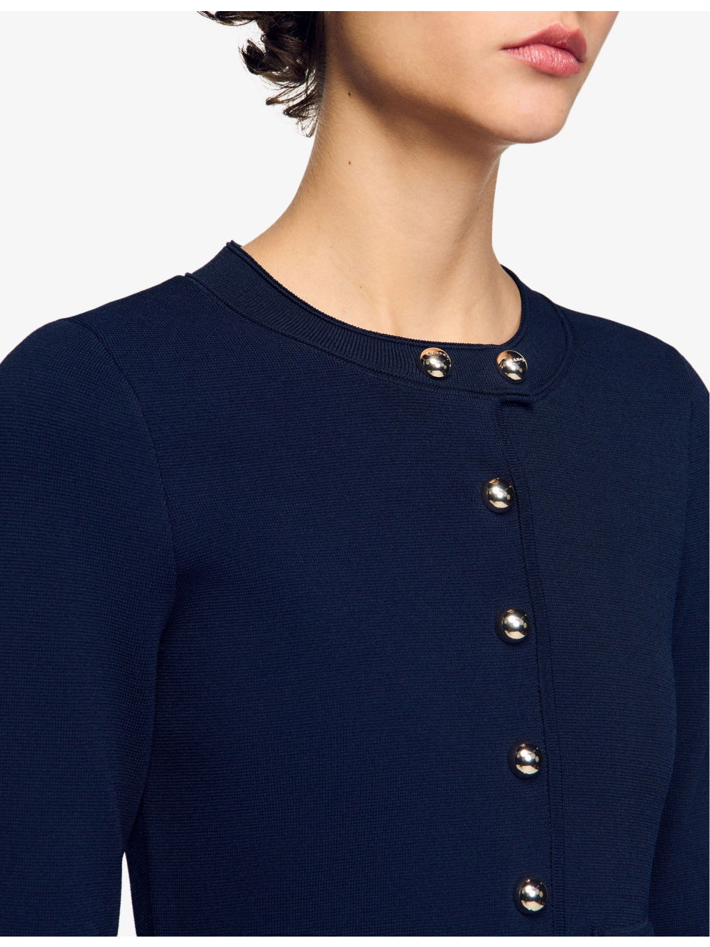 Long-sleeved side-pocket knitted mini dress - 5