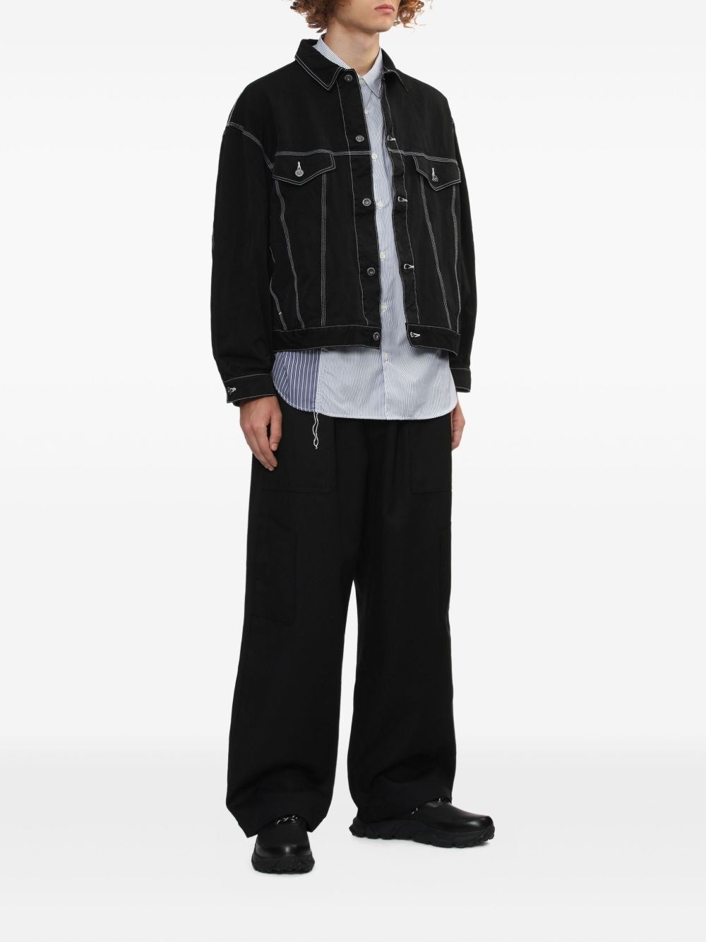 contrast-stitching denim jacket - 2