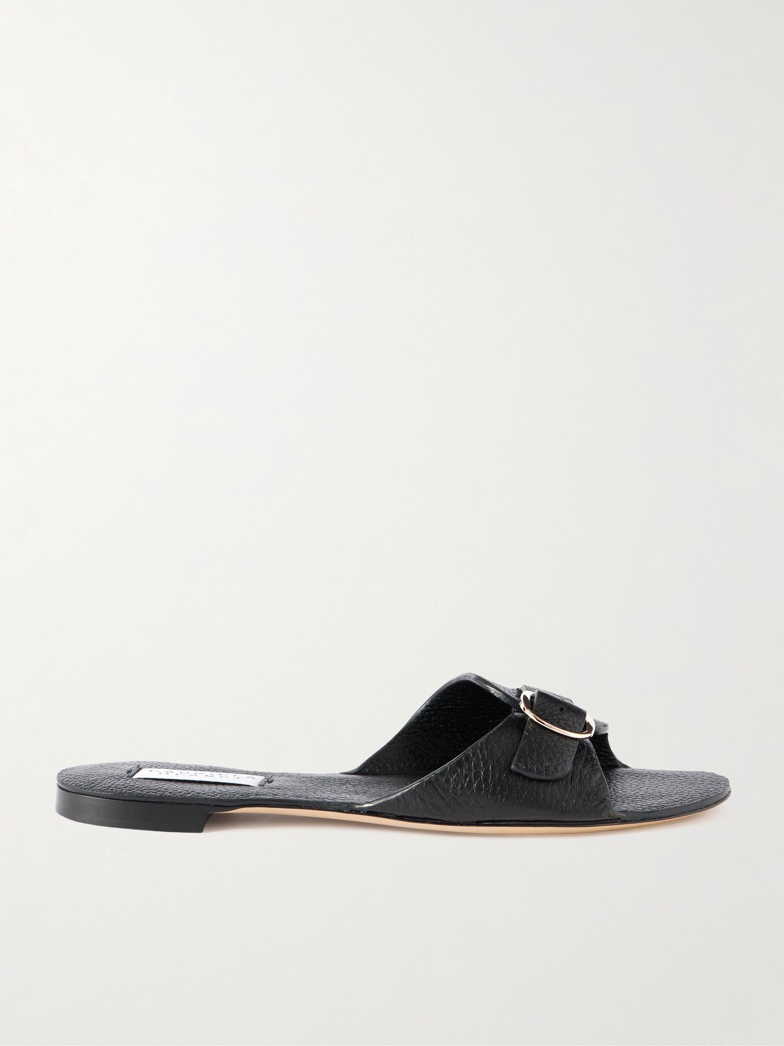 Briar buckled textured-leather mules Black - 1
