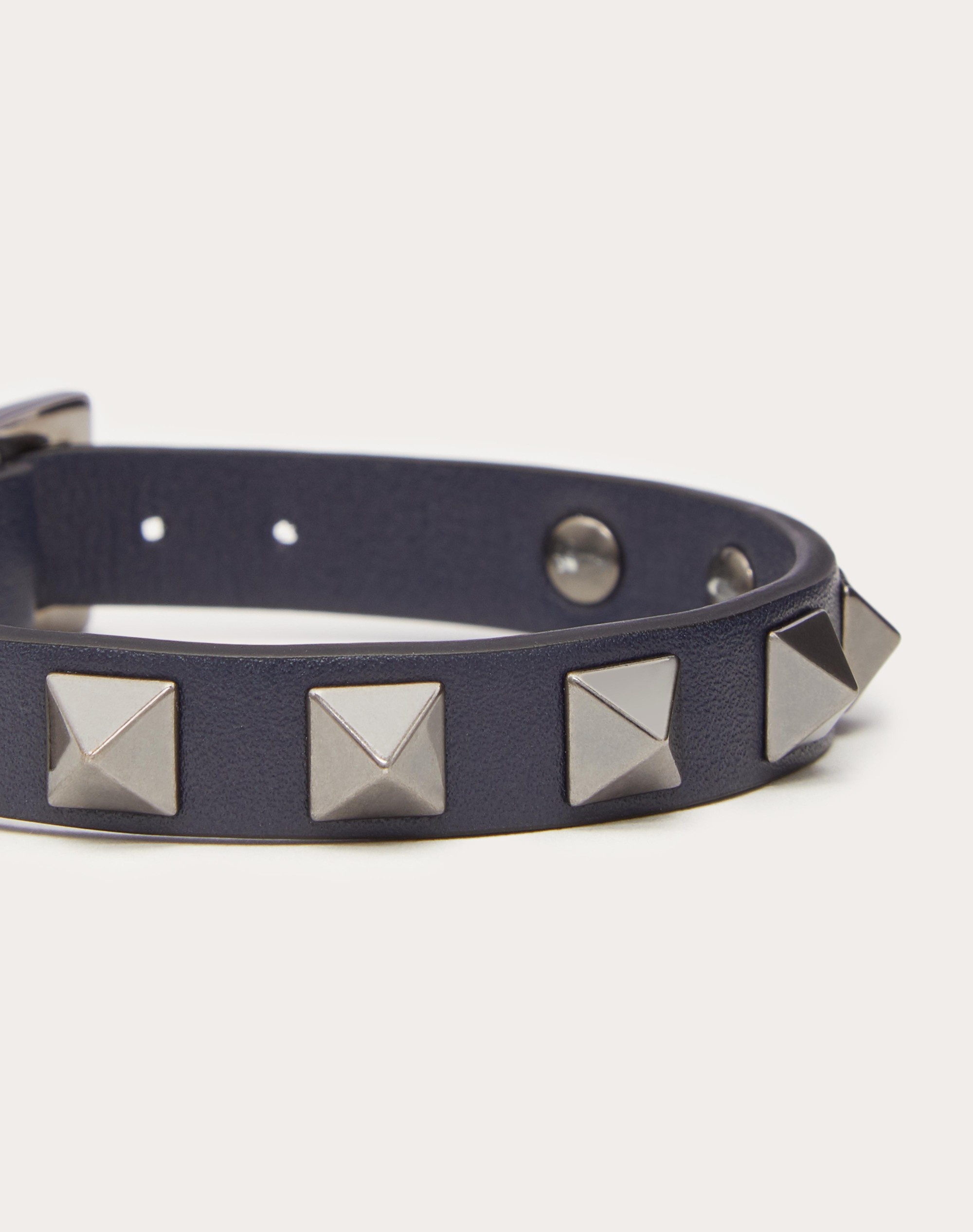 ROCKSTUD LEATHER BRACELET WITH RUTHENIUM STUDS - 2