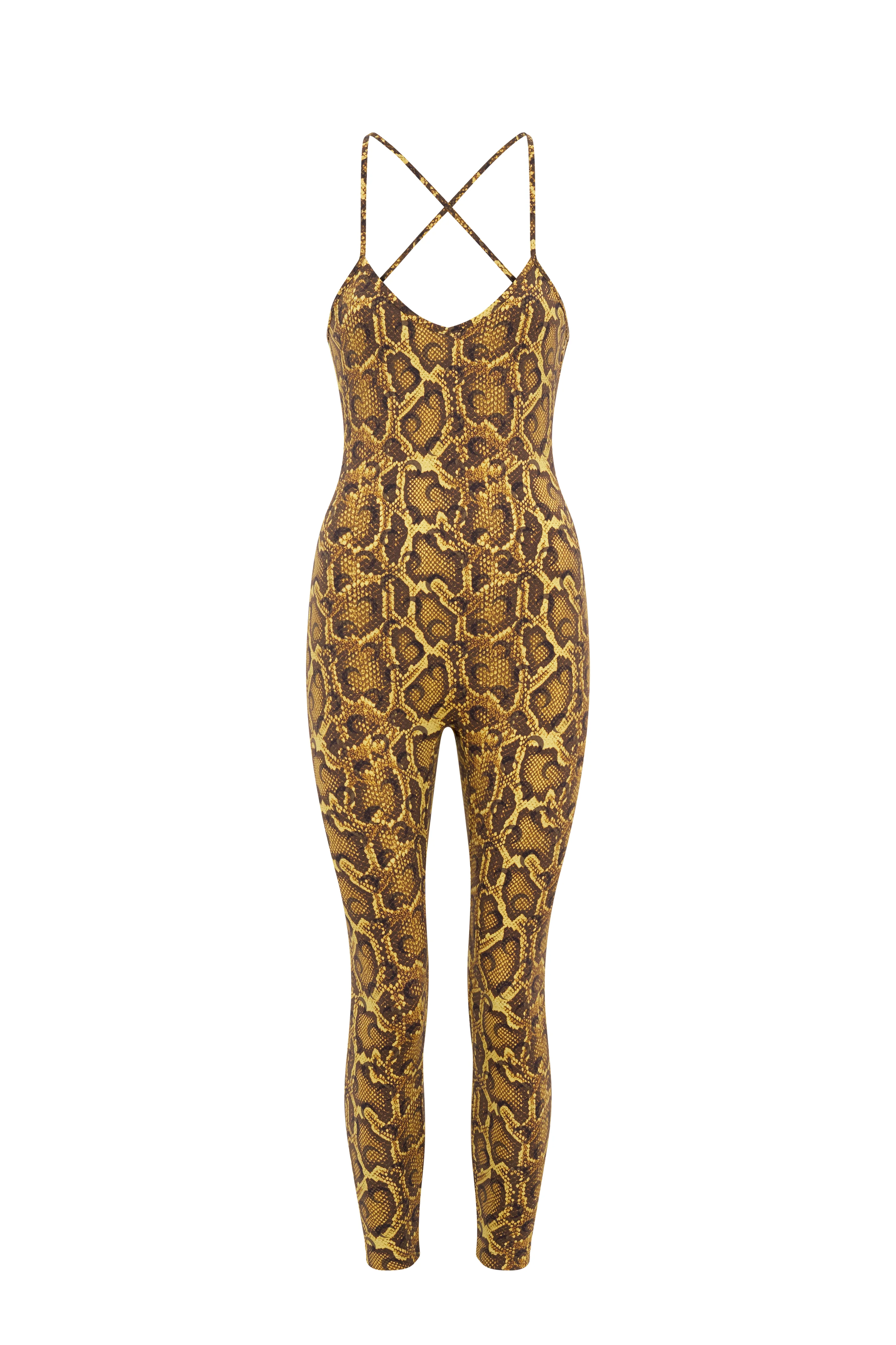 Python printed jersey fine straps catsuit - 1
