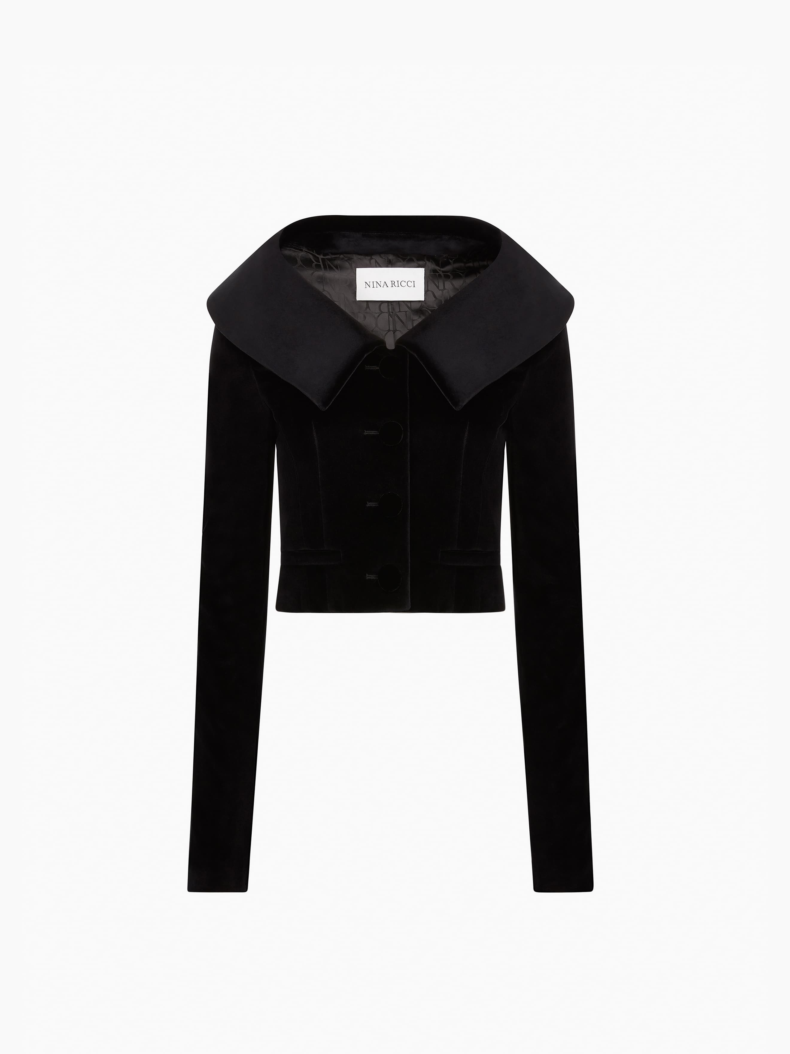 Wide Collar Velvet Jacket - 5