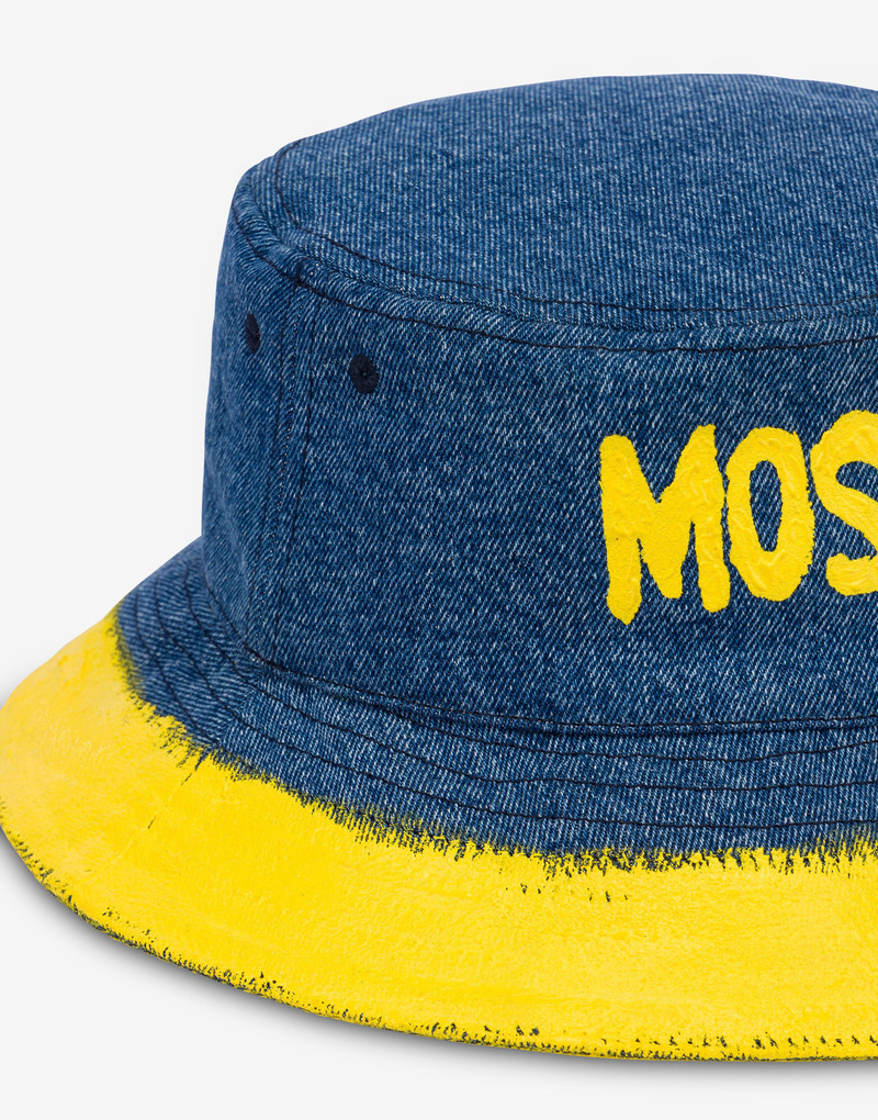 MOSCHINO PAINT DENIM BUCKET HAT 3