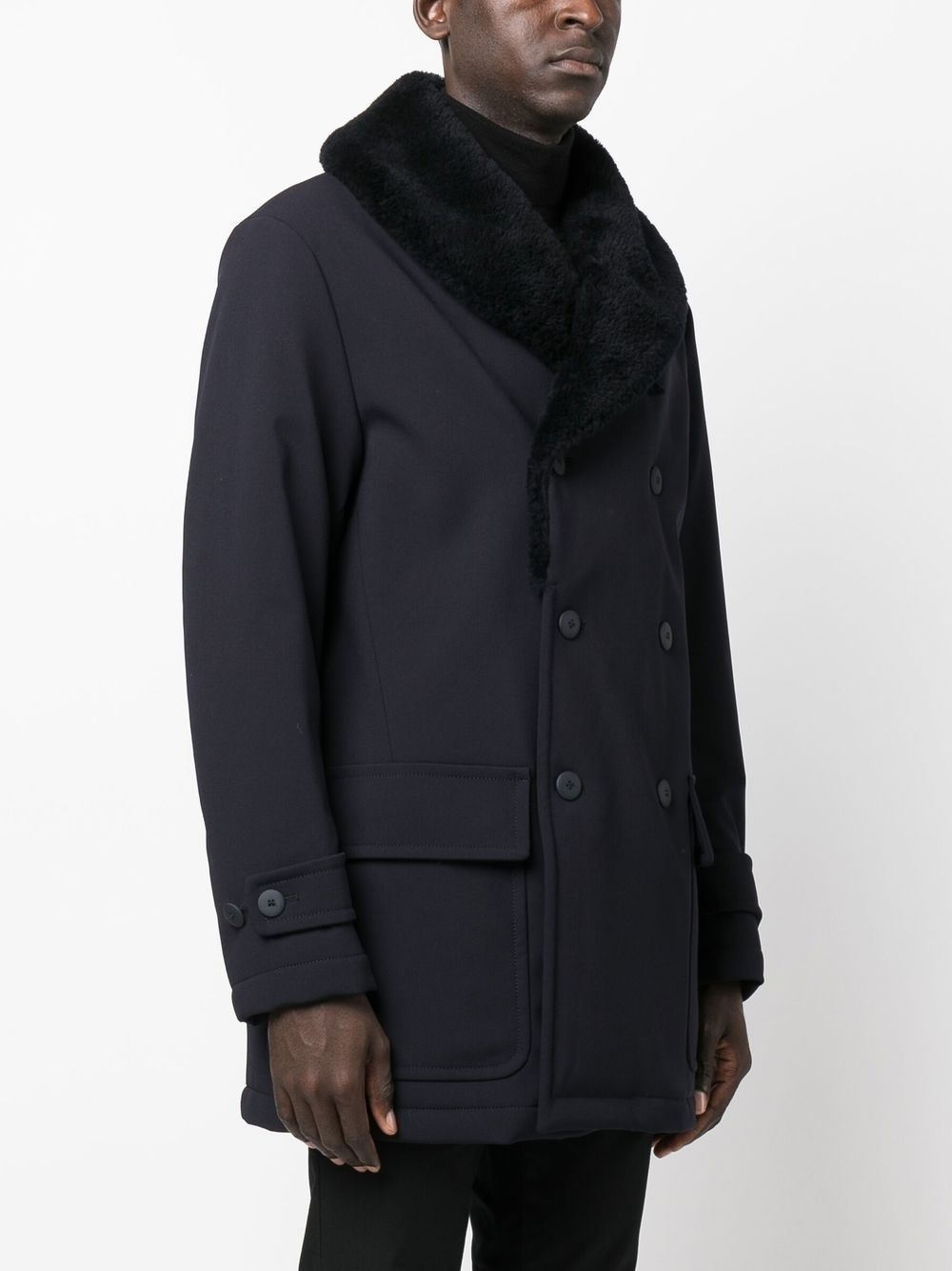 shawl-collar double-breasted coat - 3