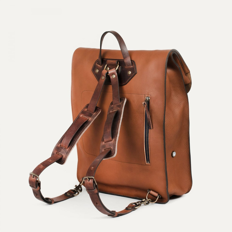 ARLO LEATHER BACKPACK - AMBER BROWN 3