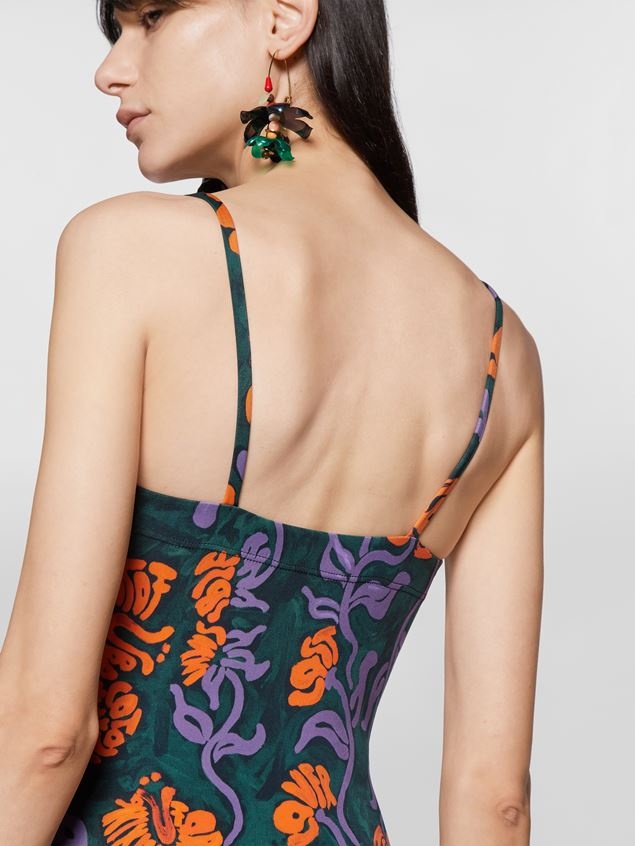 ONE-PIECE SWIMMING COSTUME IN GREEN FLOREAL STRIPE PRINT - 4