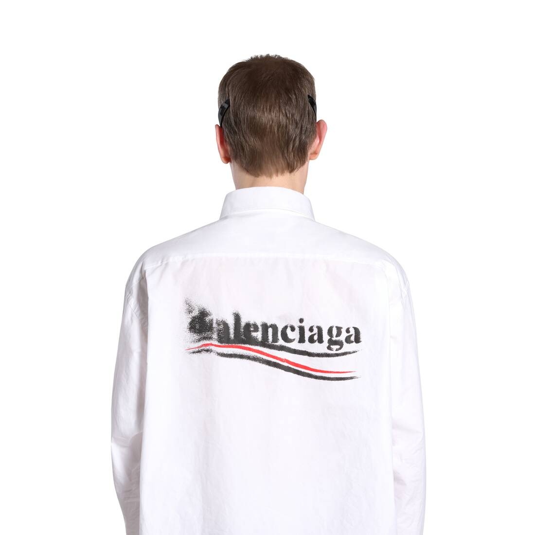 Men's Political Stencil Shirt Large Fit in White - 5