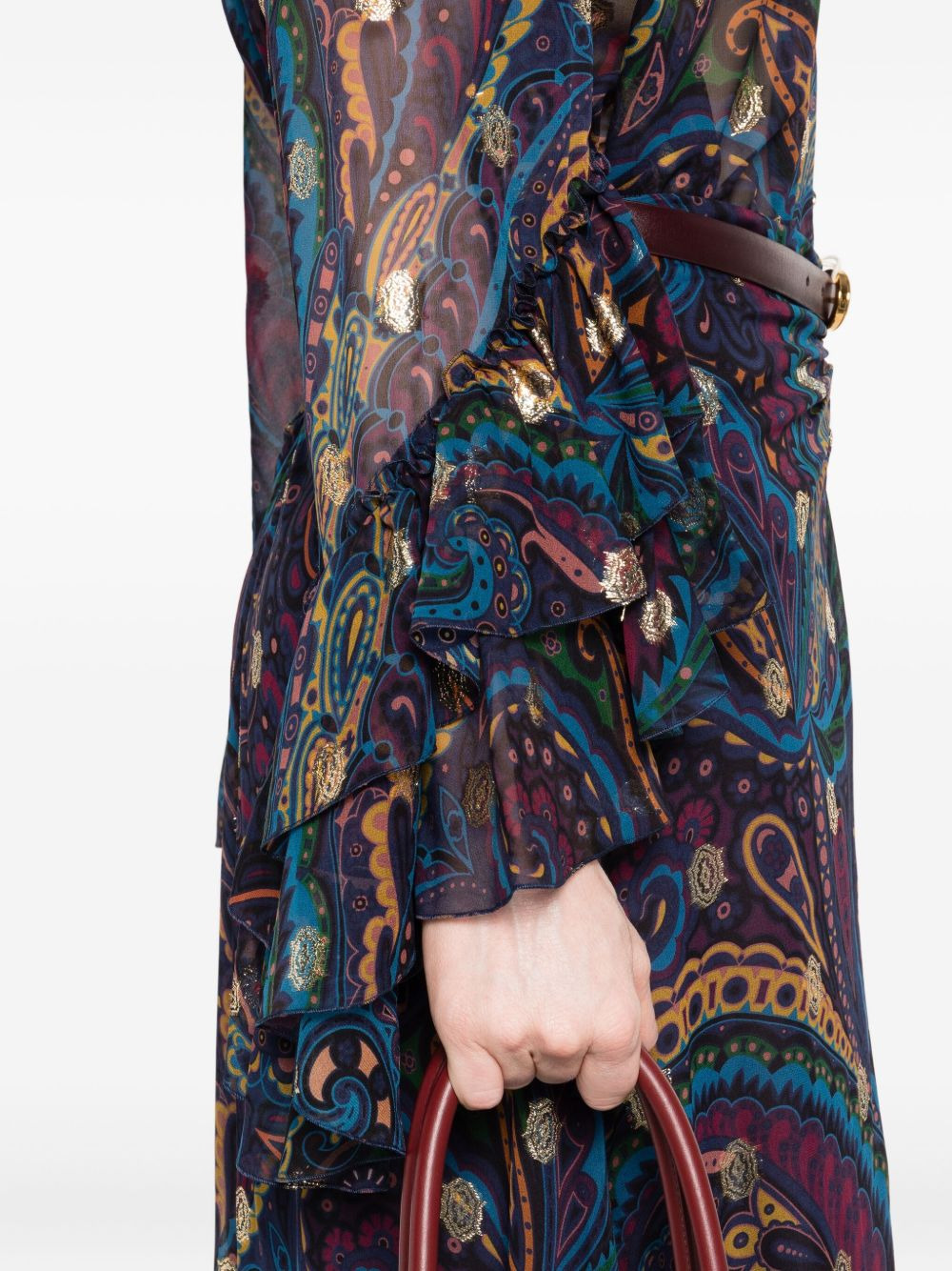 paisley-print ruffled top - 5