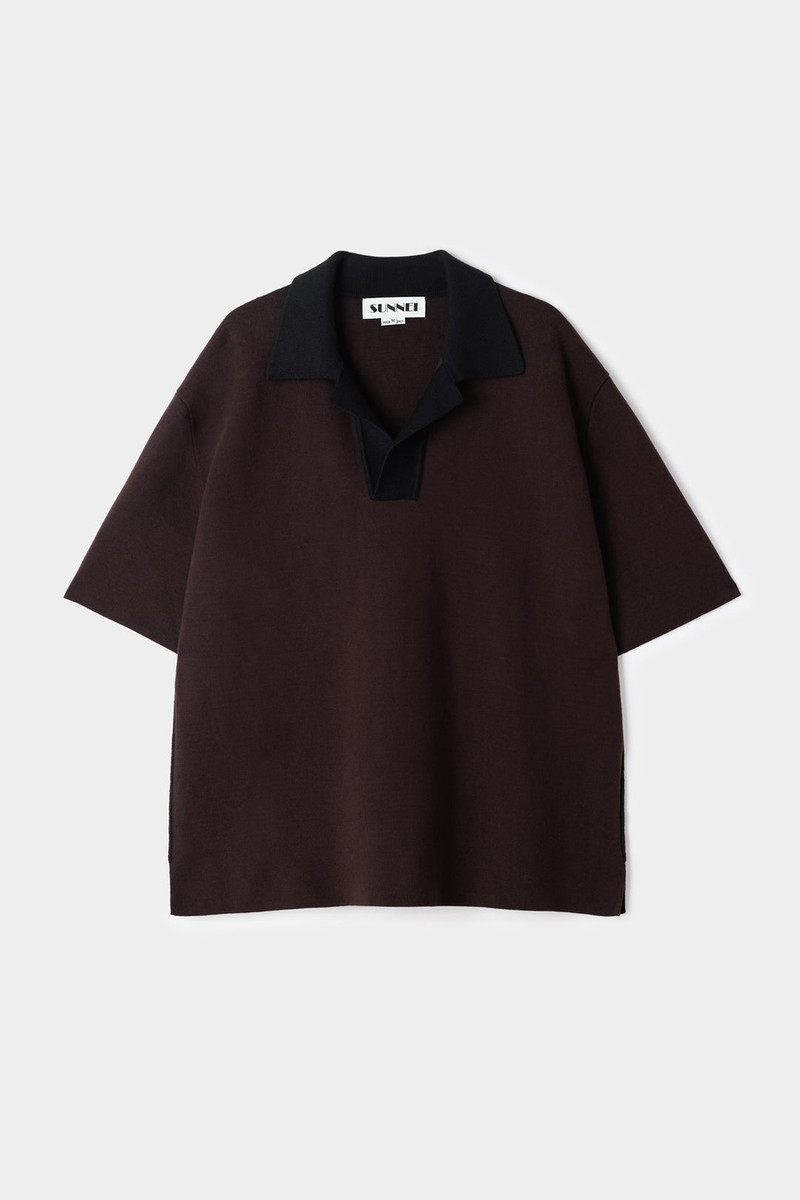 KNITTED POLO / moka brown 1