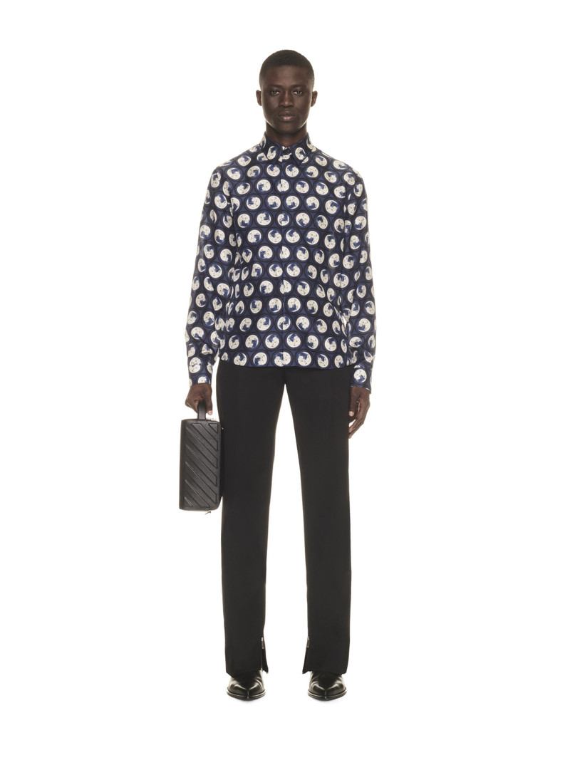 Off-White Moon Ao Silk Shirt Dark Blue Black No C outlook