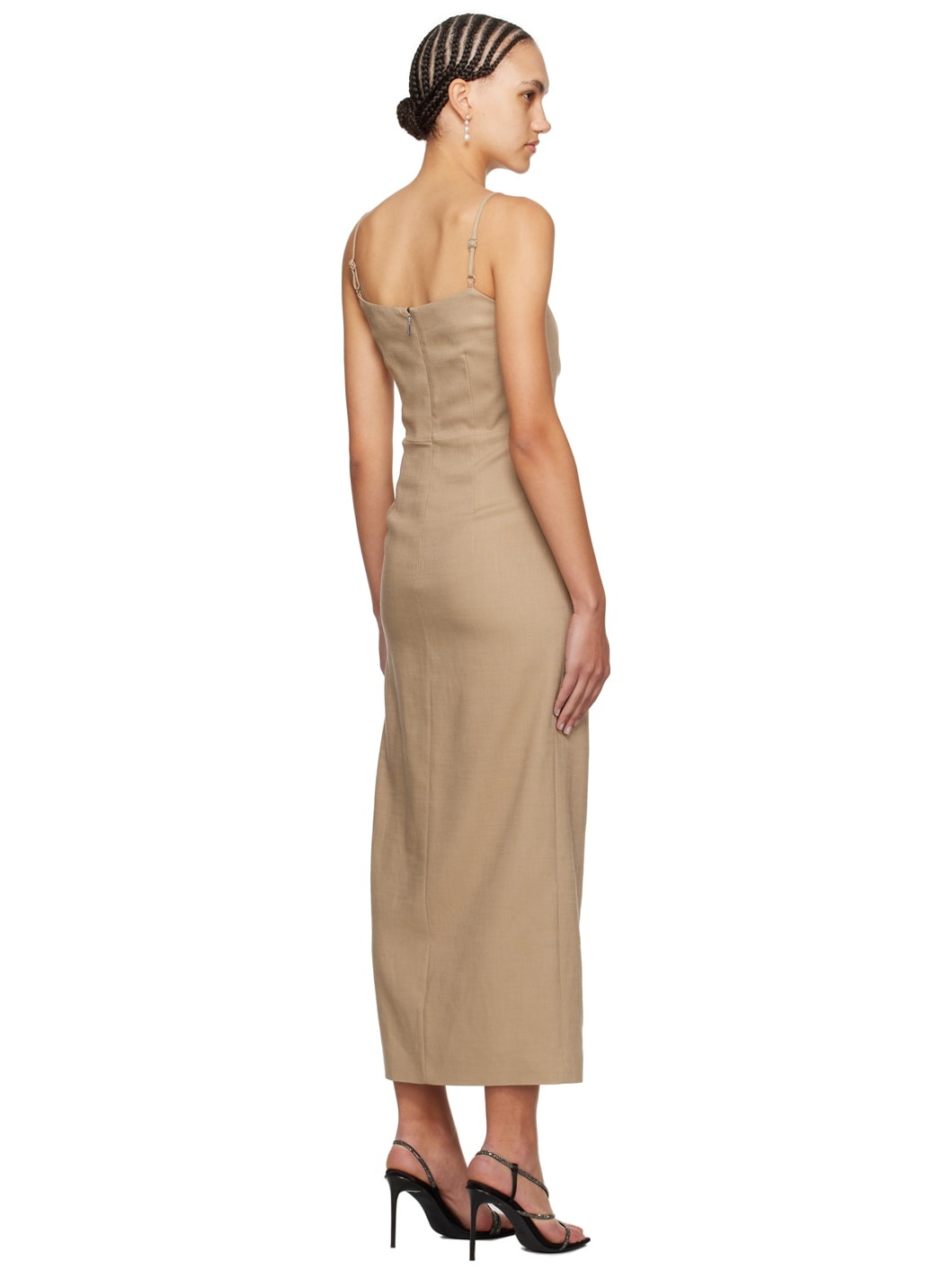 Tan Flamed Maxi Dress - 3