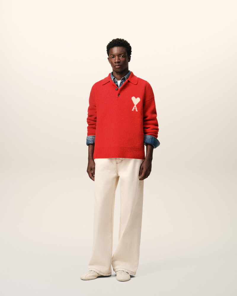 AMI Paris BROWN RED AMI DE COEUR POLO outlook