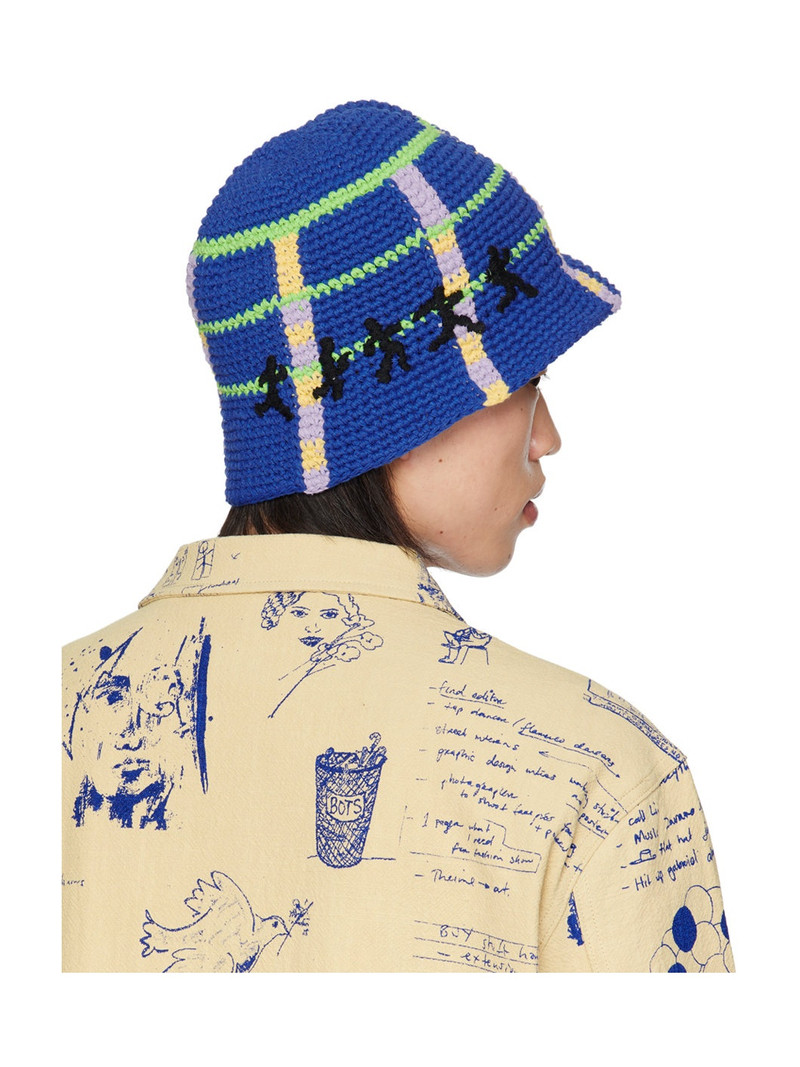 Blue Running Man Crochet Hat 3