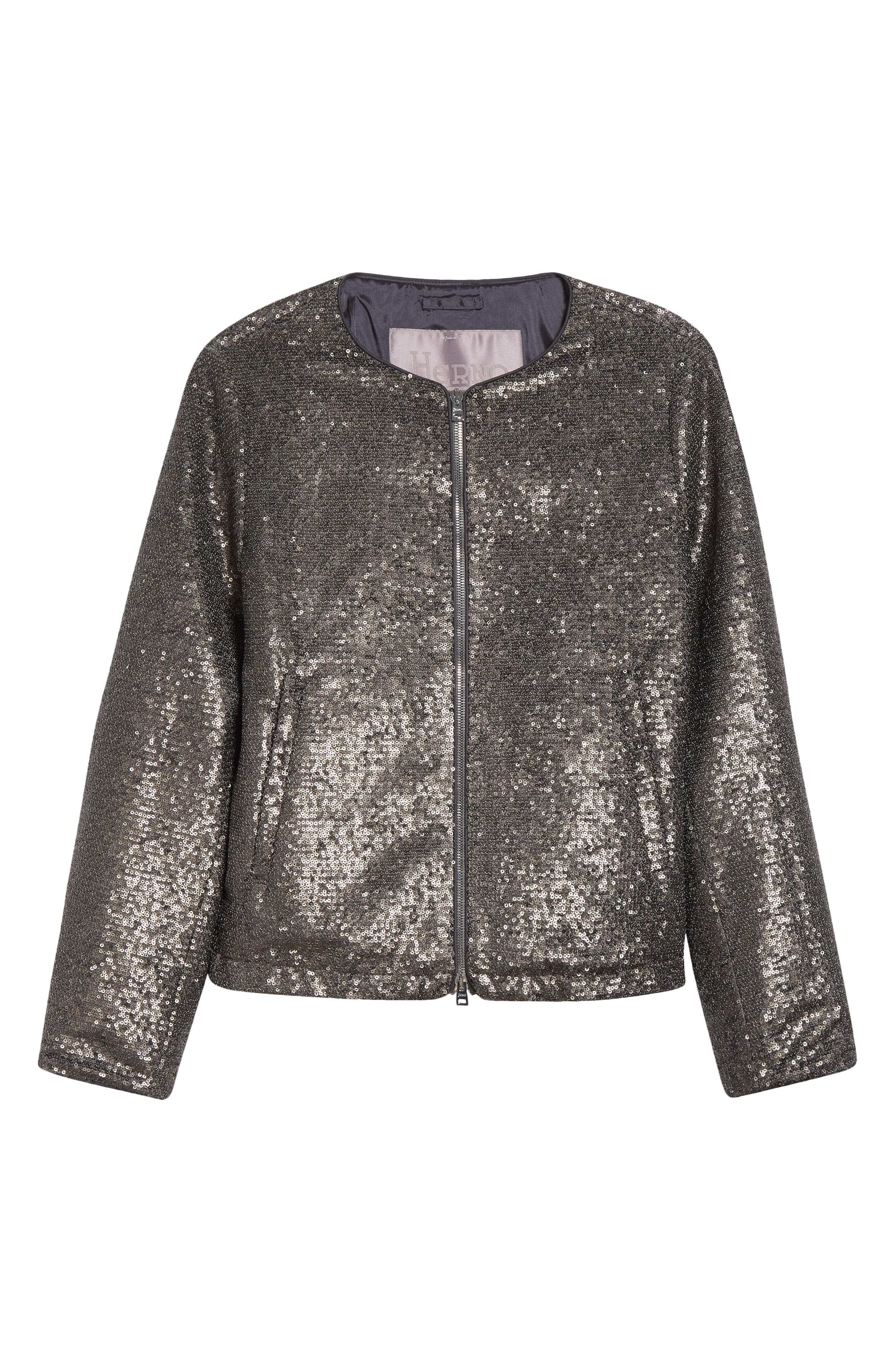 Herno Resort Sequin Bomber Jacket in Ferro at Nordstrom - 6