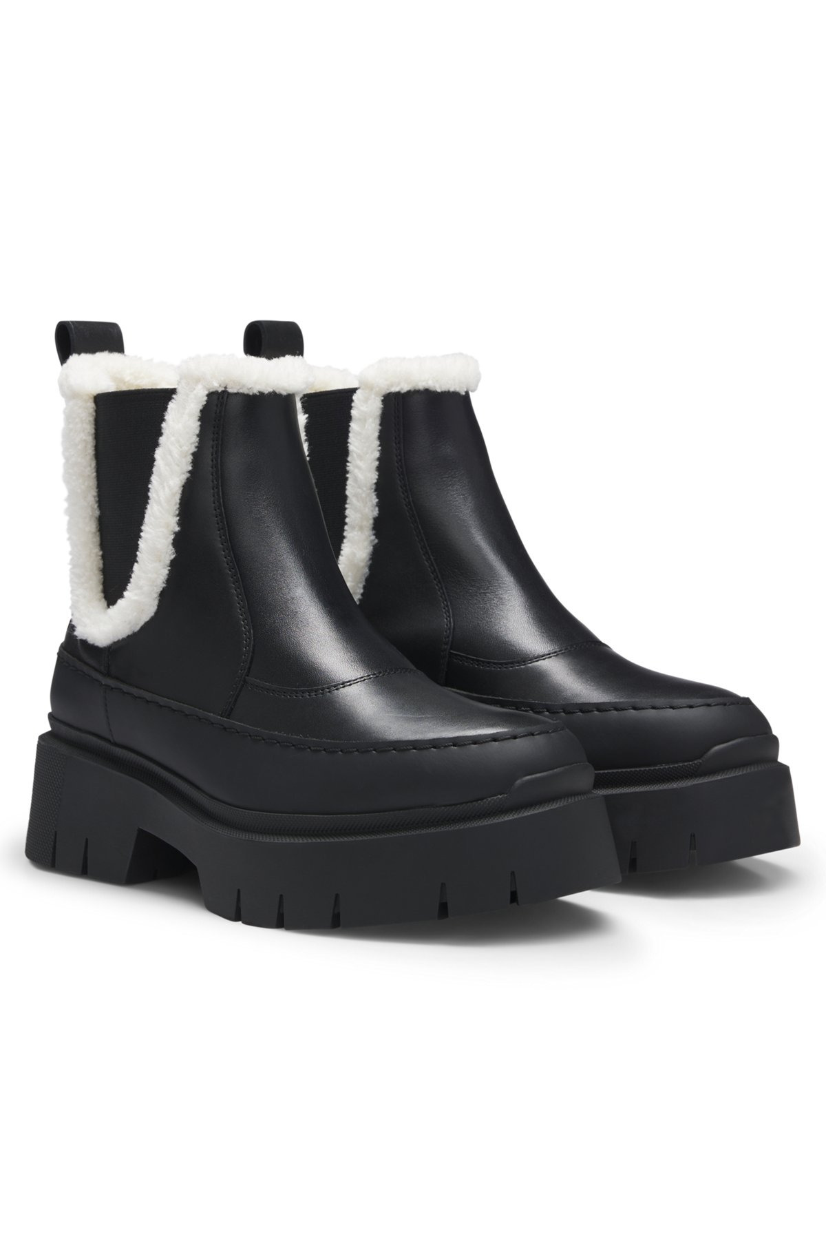 LEATHER CHELSEA BOOTS WITH STUD TRIM - 2