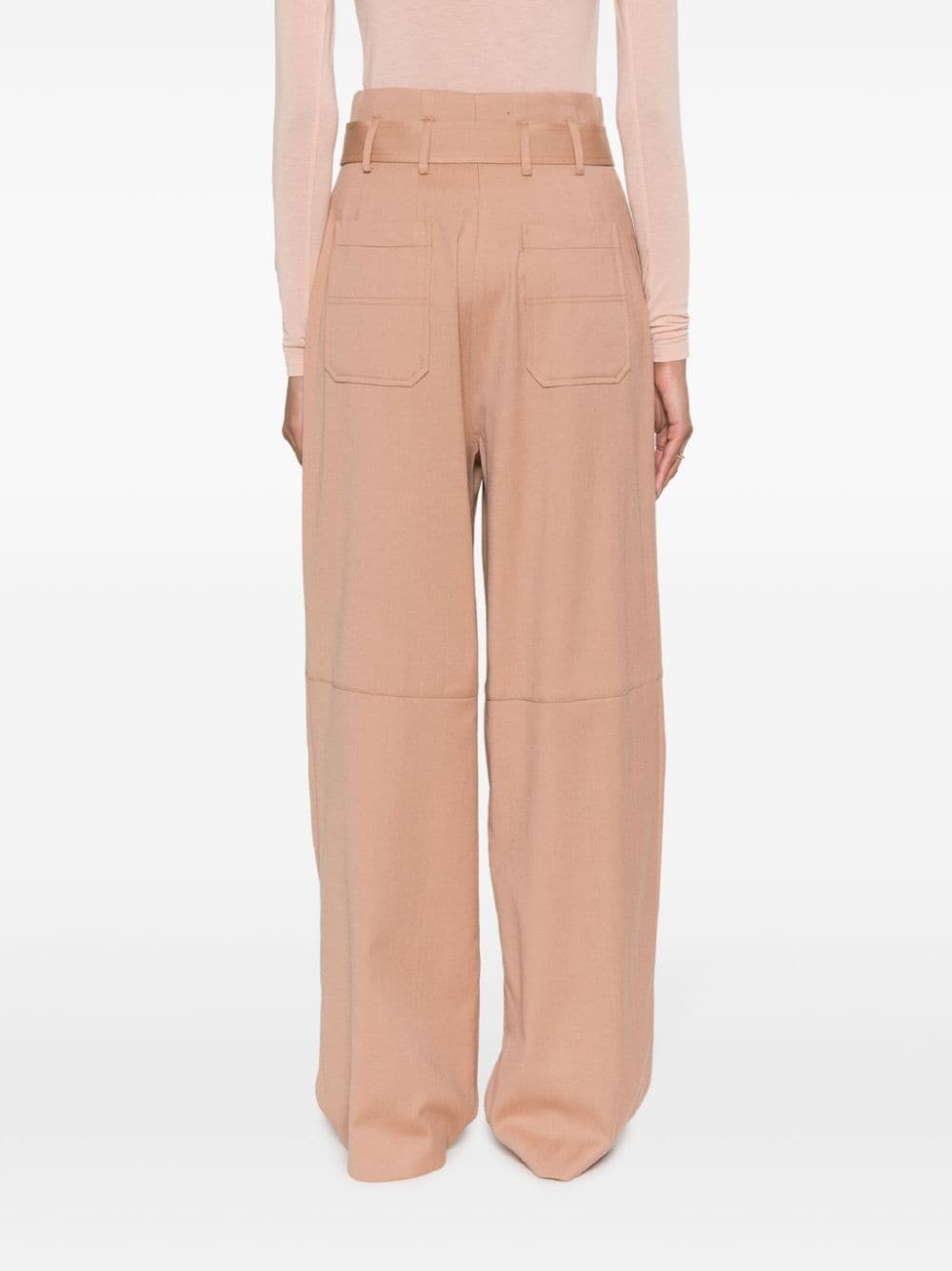 belted flannel trousers - 3