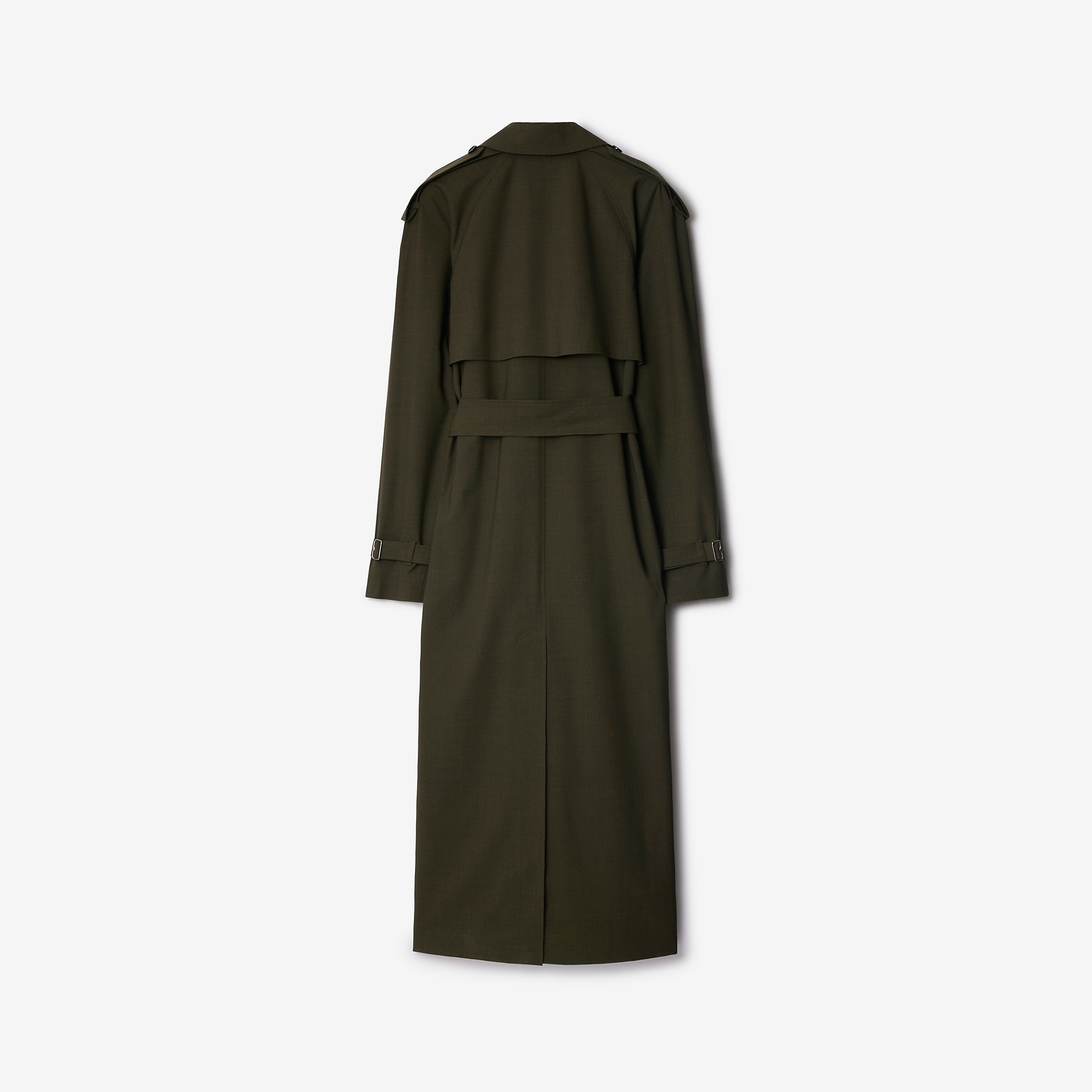 Burberry Long Stretch Wool Trench Coat | REVERSIBLE