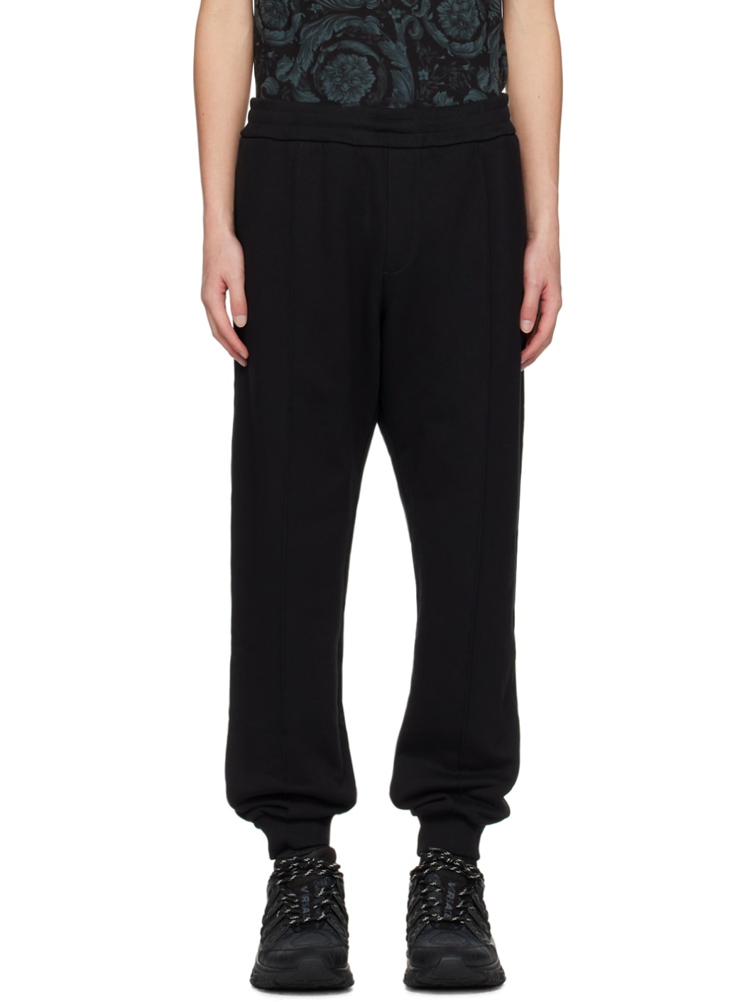 Black Embroidered Sweatpants - 1